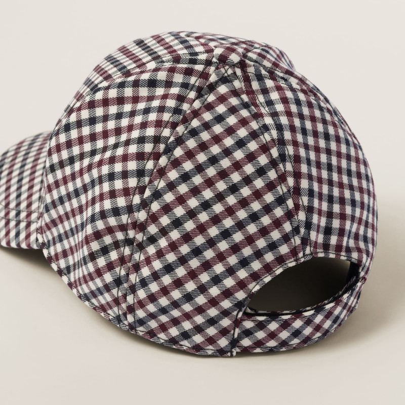 Gingham check wool baseball cap 3