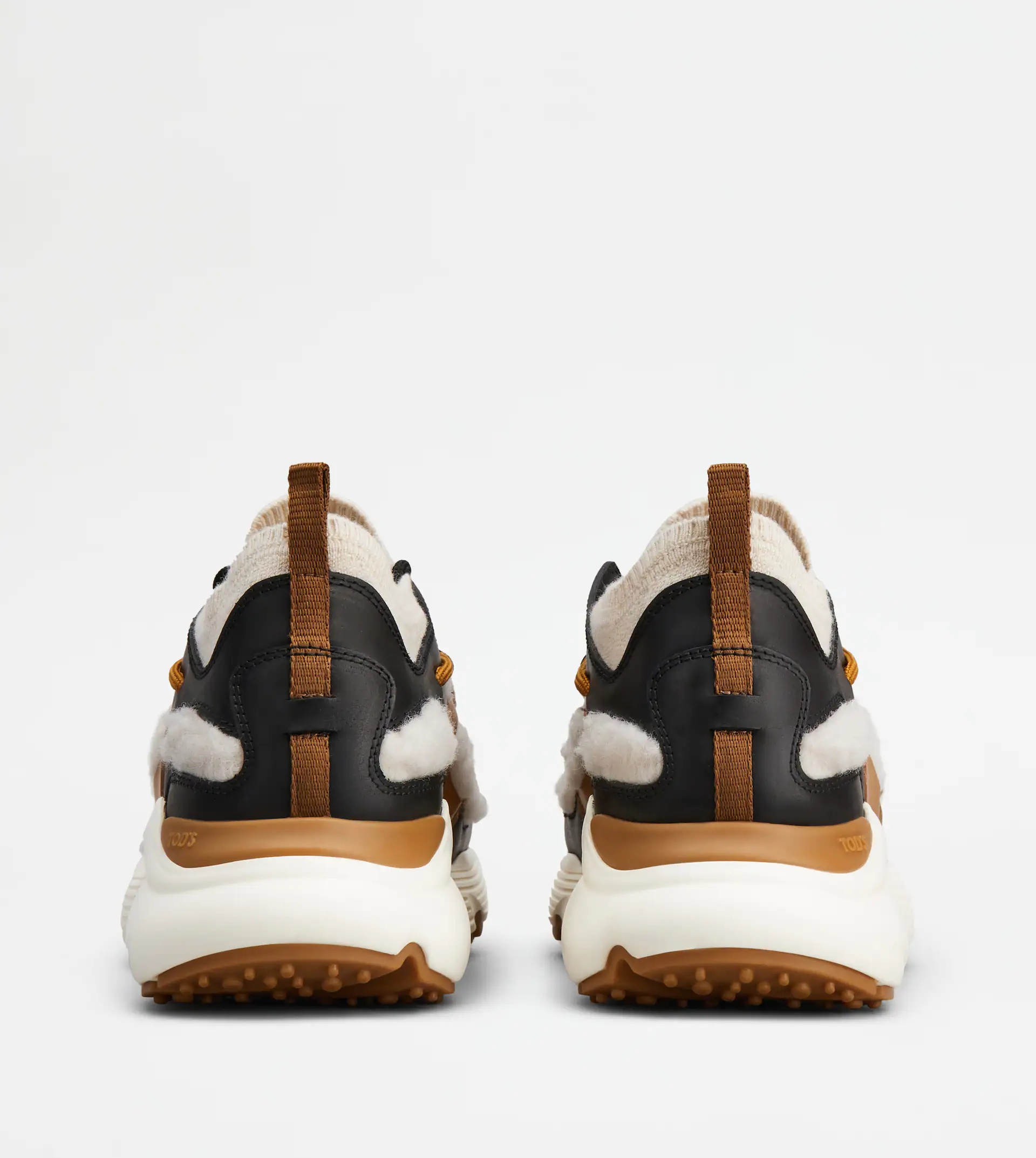 SNEAKERS IN LEATHER AND WOOL - BLACK, BROWN, OFF WHITE - 2