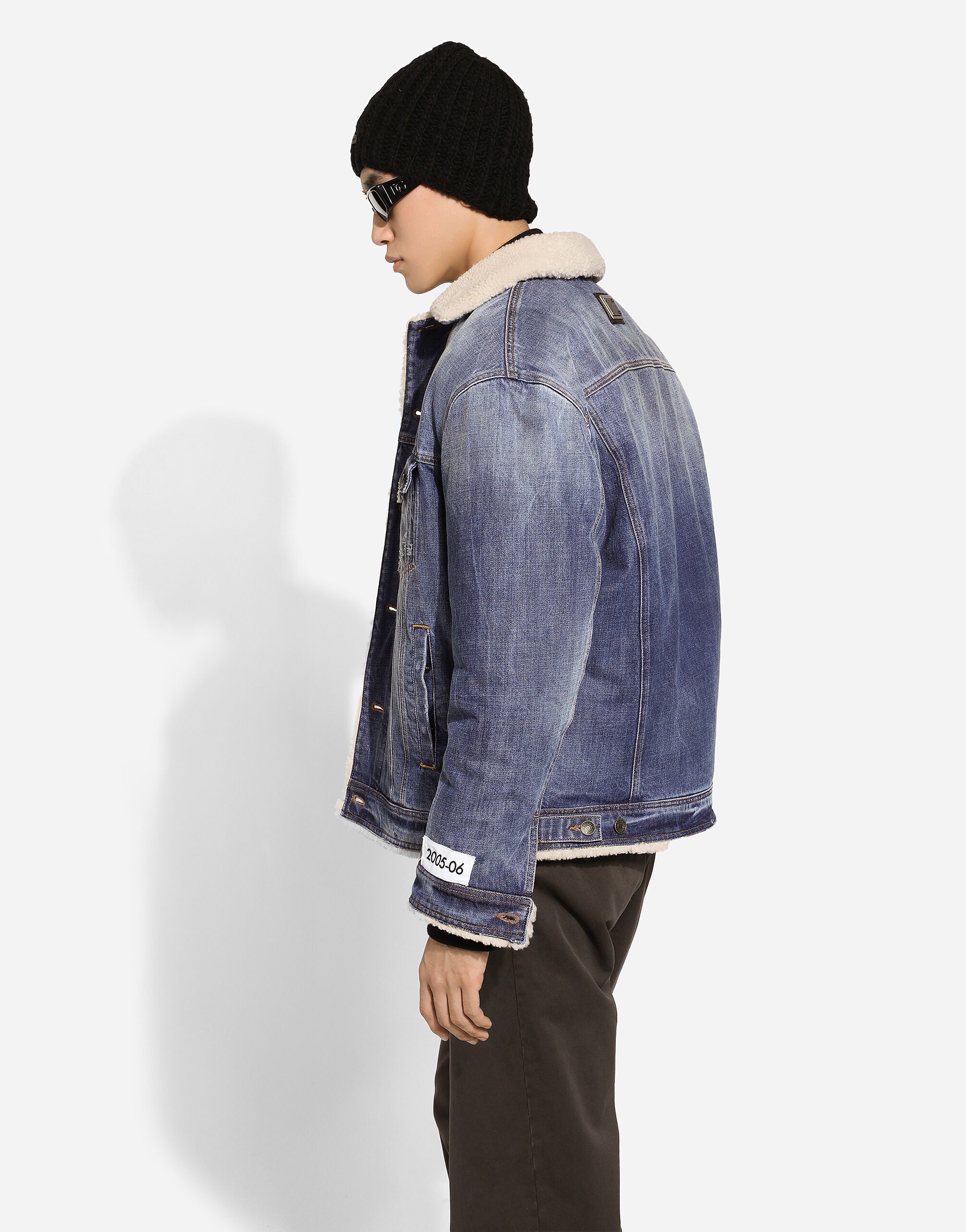 Denim and shearling jacket - 4