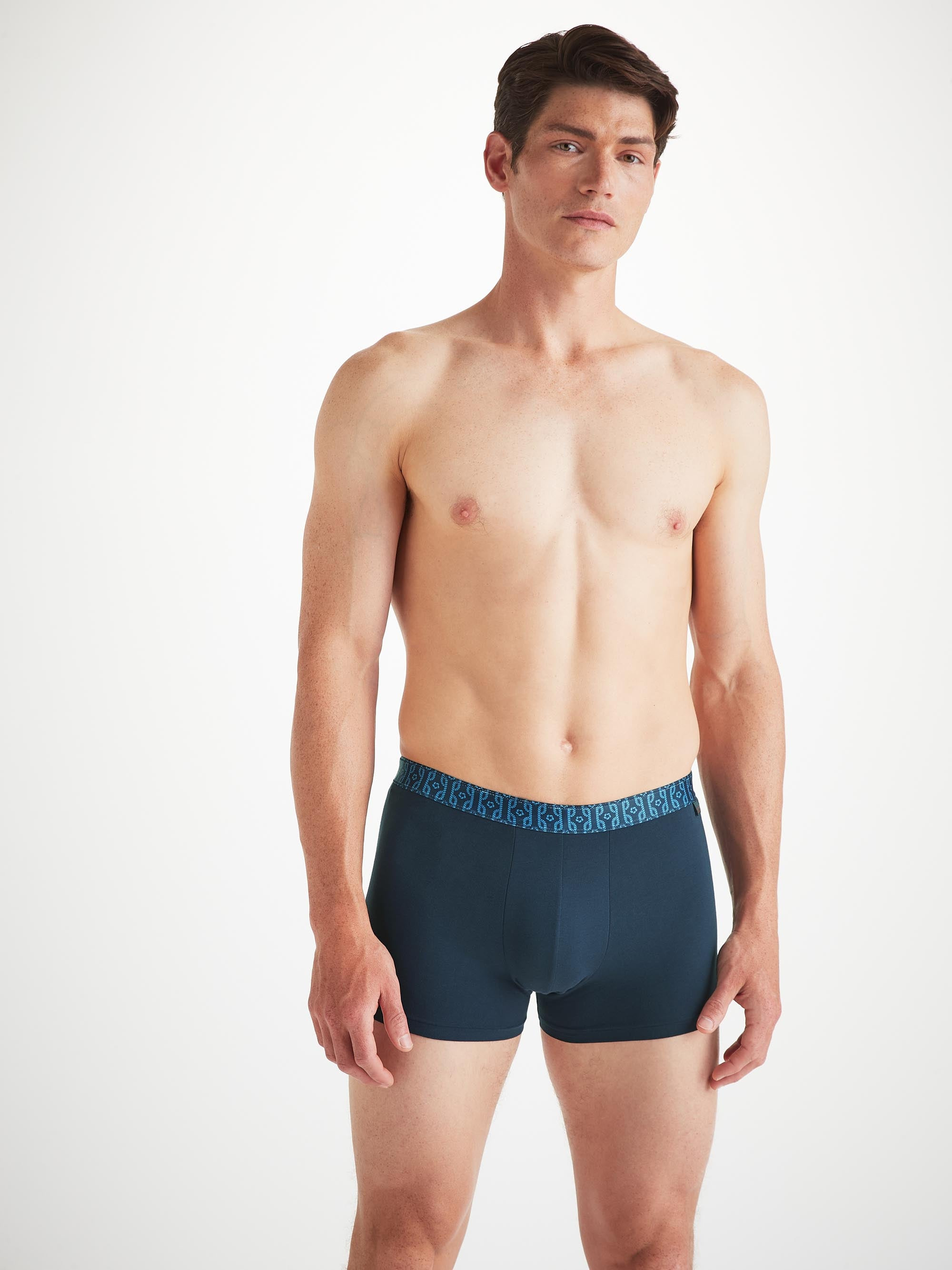 Men's Boxer Briefs Pima Cotton Stretch Navy Rope Print - 1