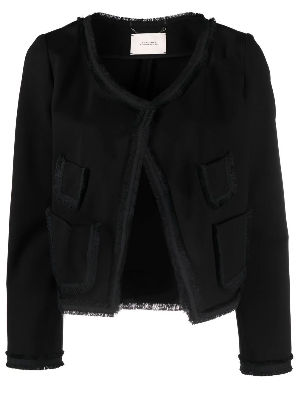 frayed-detail cropped jacket - 1