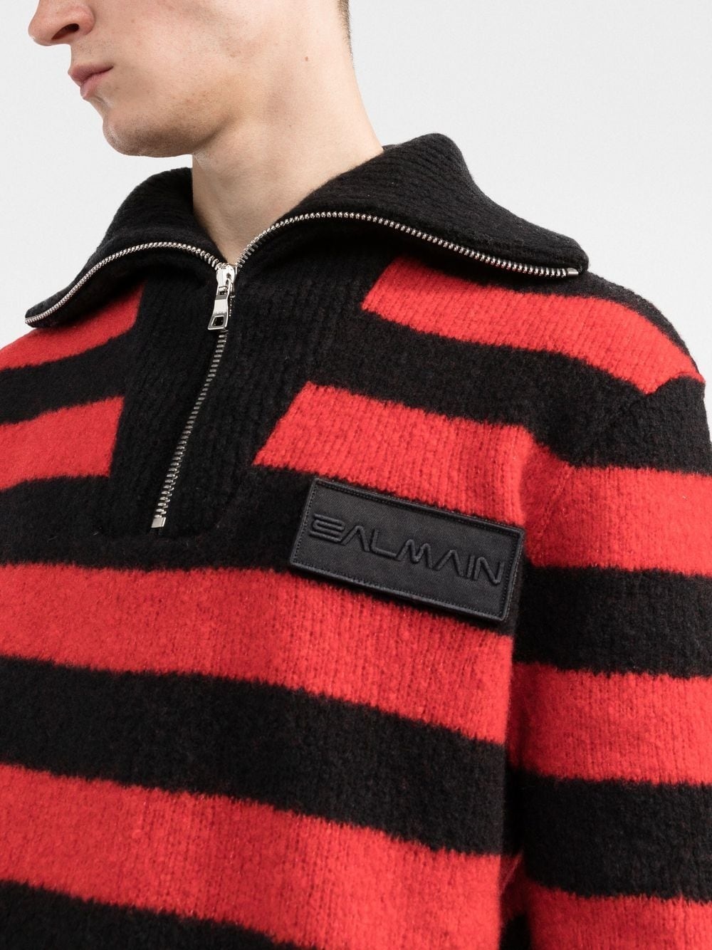 horizontal stripe knitted quarter-zip jumper - 5