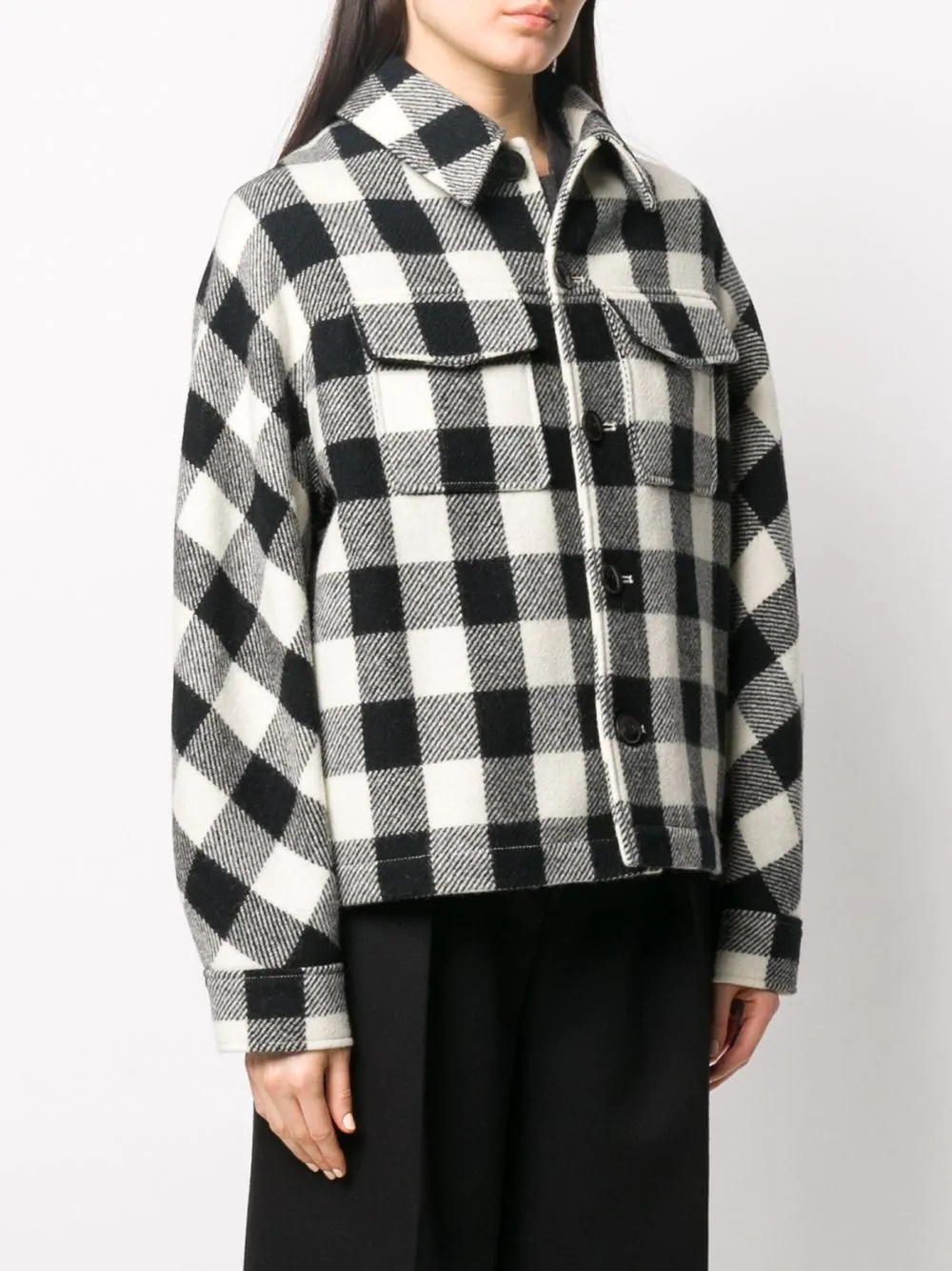 oversized checkered buttoned jacket - 3