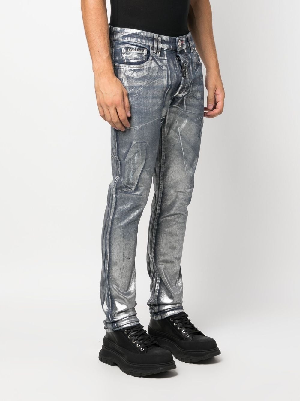 metallic-effect straight-leg jeans - 3