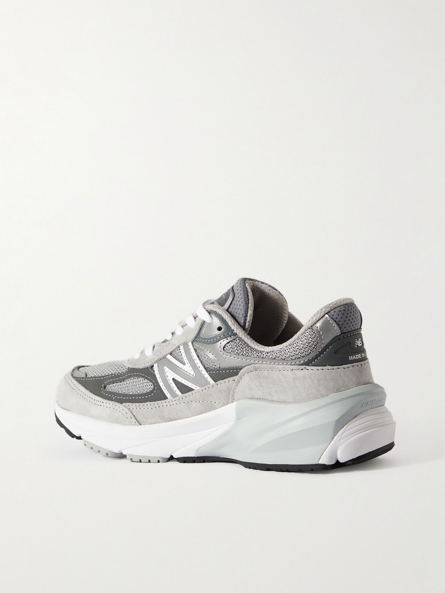 Made in USA 990V6 suede, leather and mesh sneakers Gray - 3