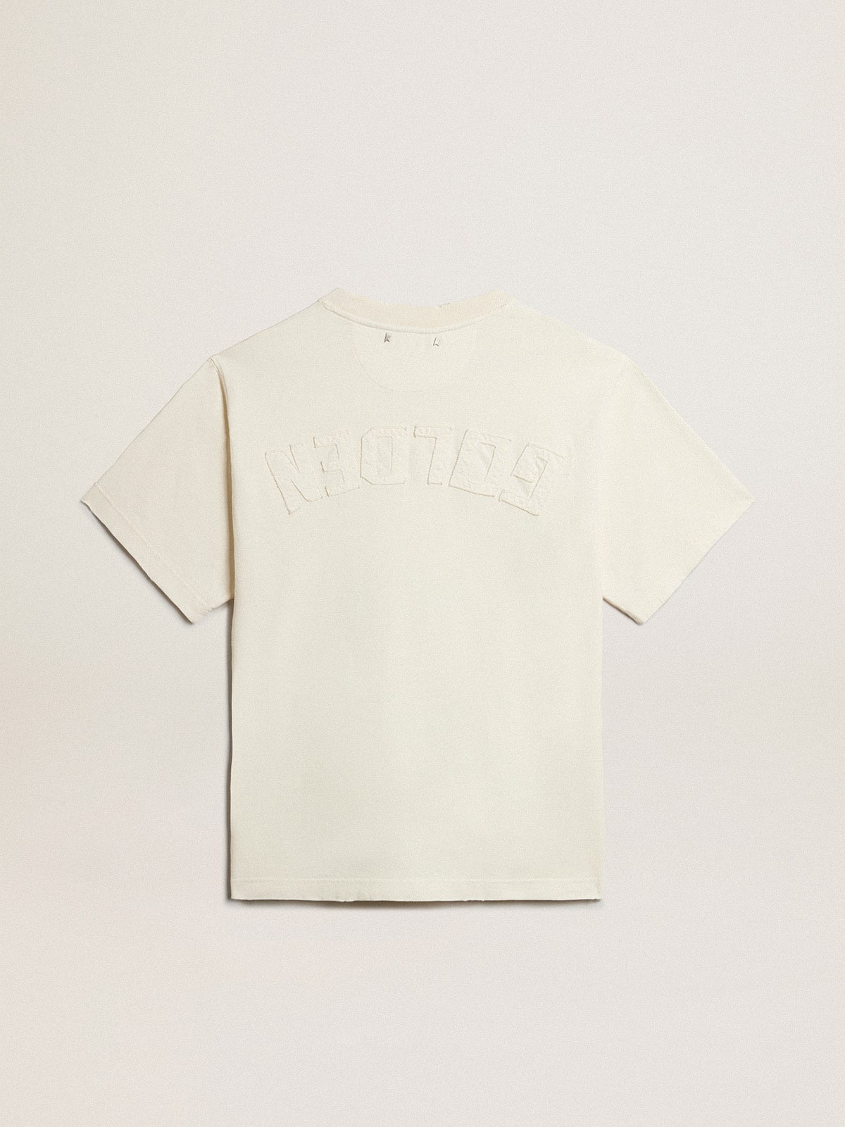 Golden Goose T-shirt in aged white with reverse logo on the