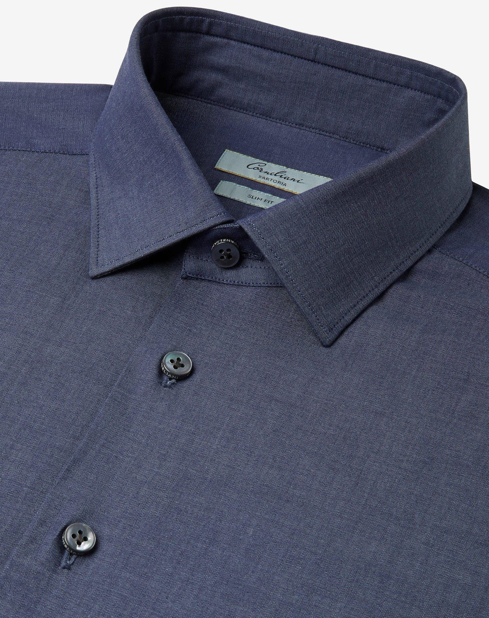 Denim Blue stretch cotton shirt - 4