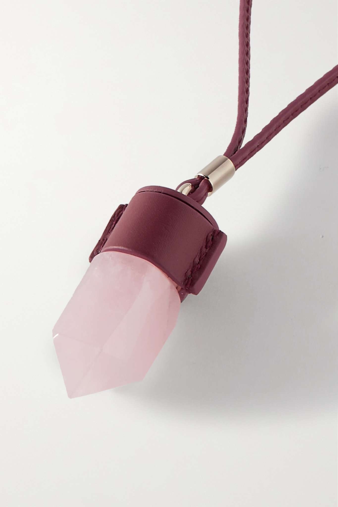 Jemma leather, gold-tone and rose quartz necklace - 1