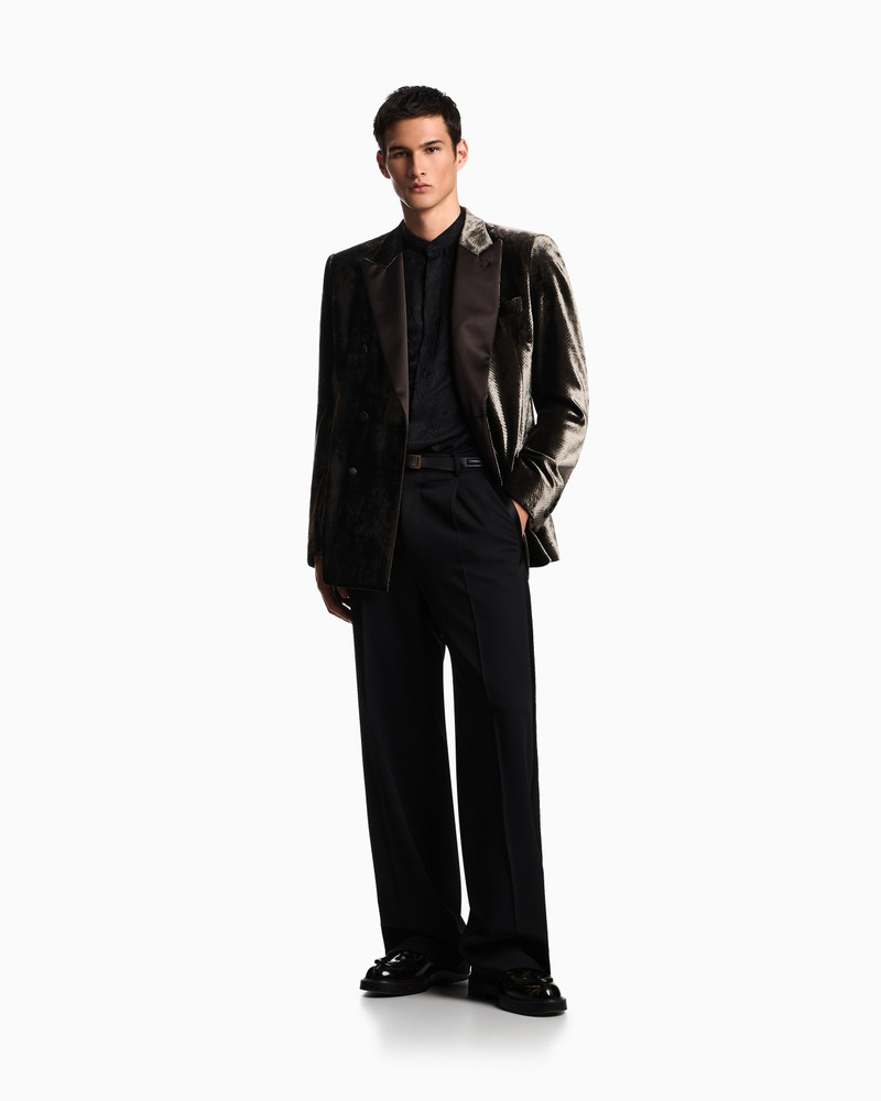 SILK-BLEND ANIMAL JACQUARD SHIRT WITH GURU COLLAR 2