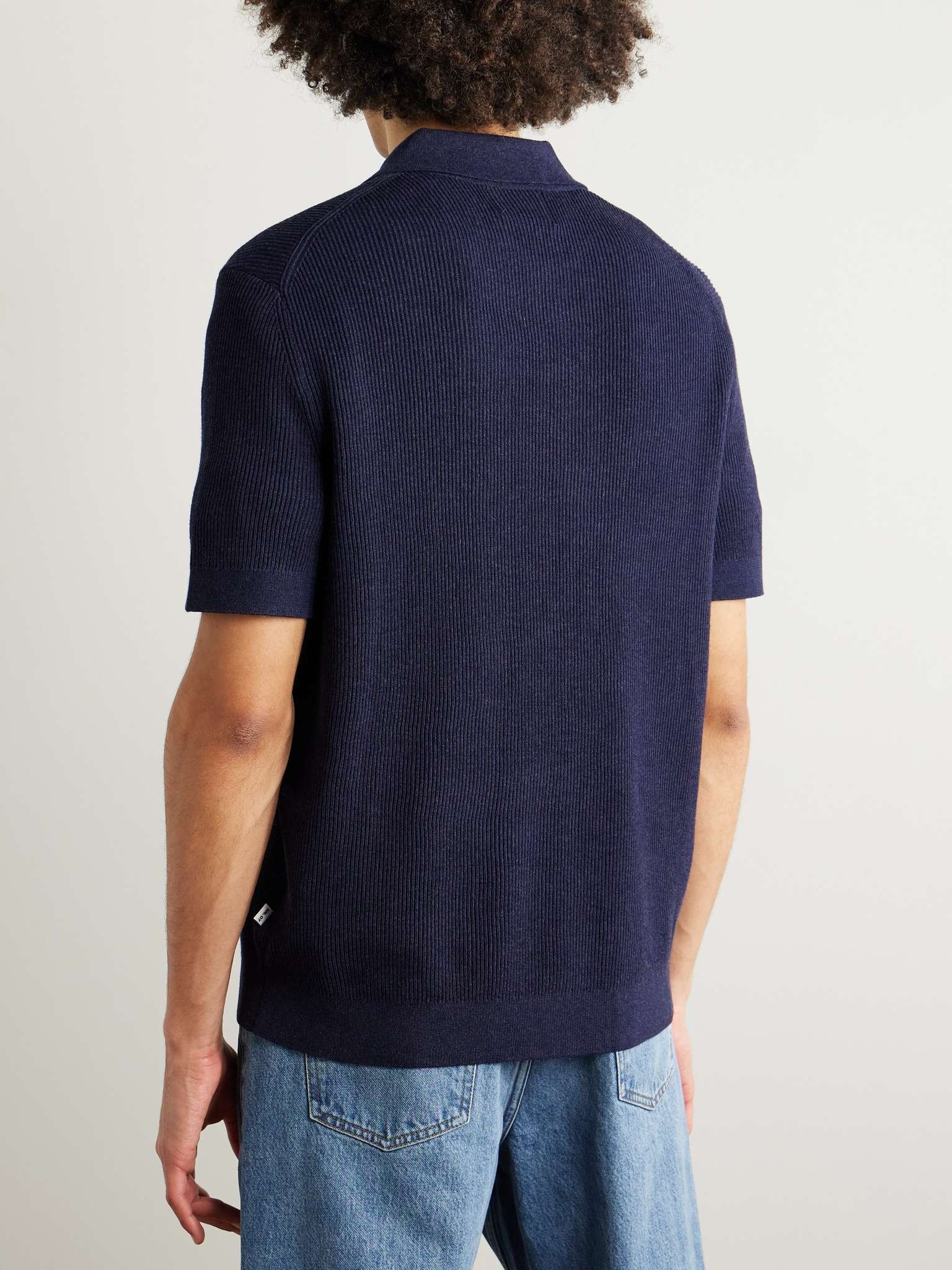 Hansie 6600 Ribbed Organic Cotton Half-Zip Polo Shirt - 3