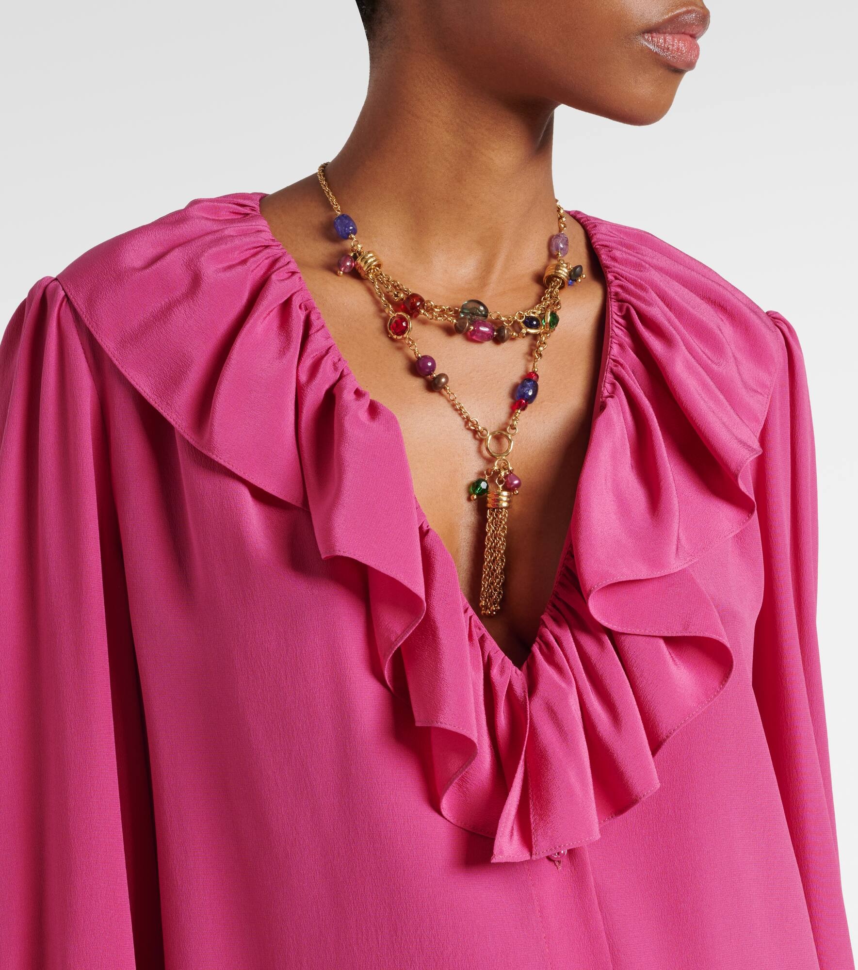 Ruffled silk blouse - 4
