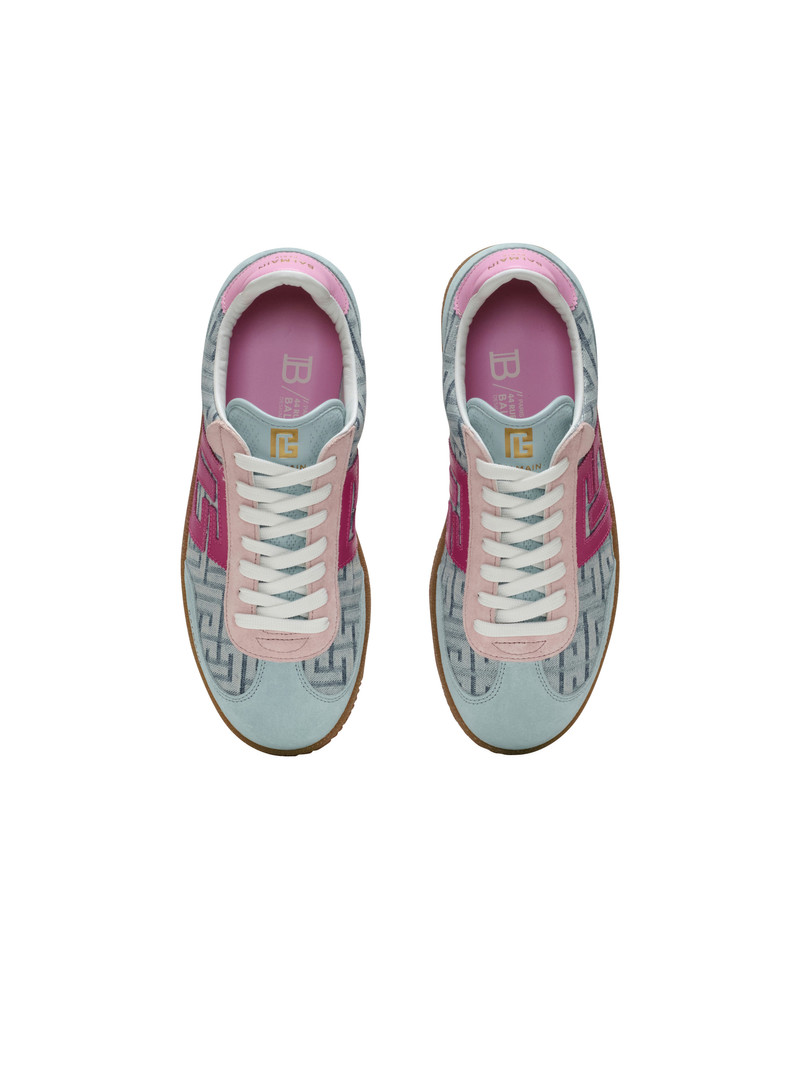 Balmain Swan leather and denim monogram sneakers 3