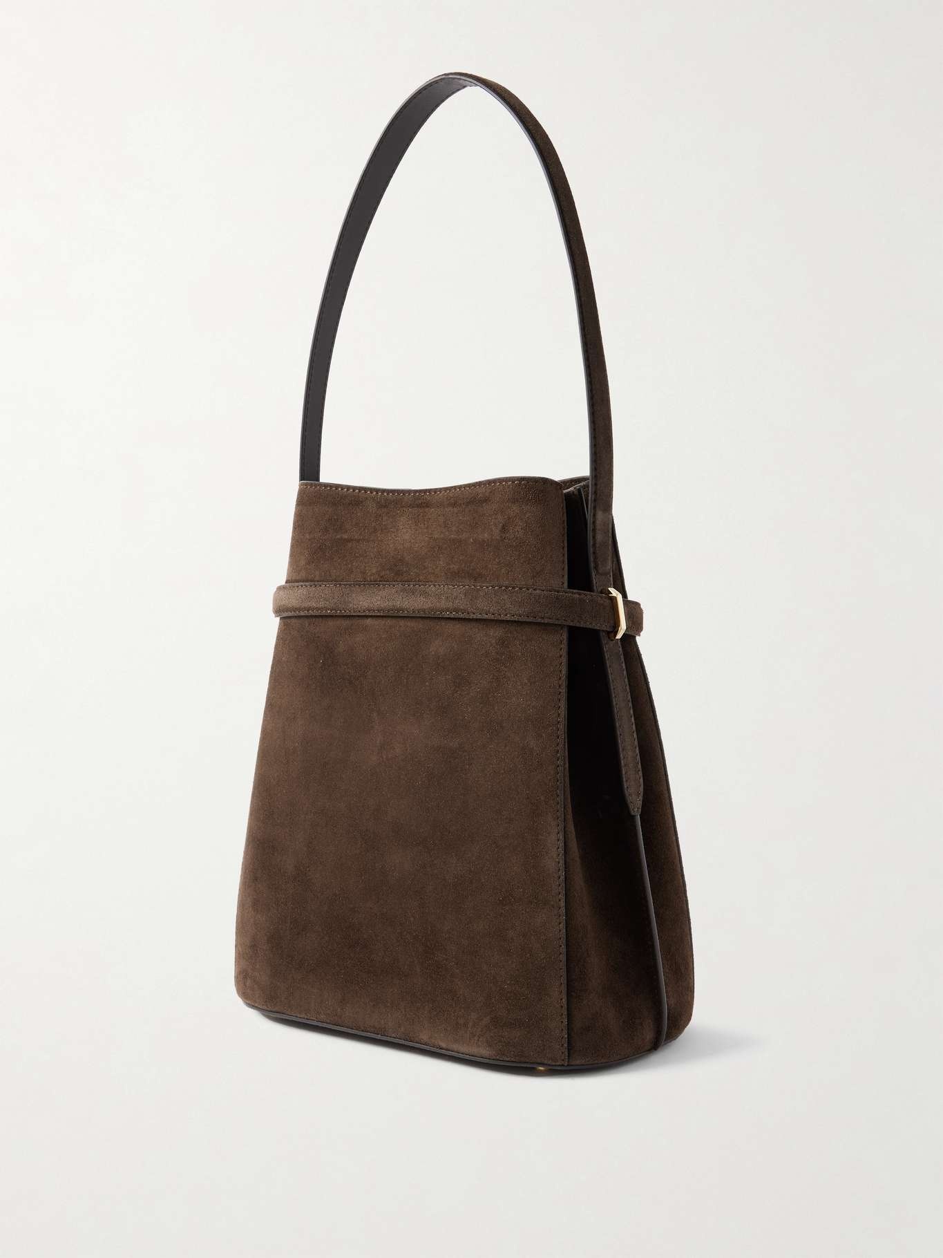 Belted suede tote Chocolate - 3
