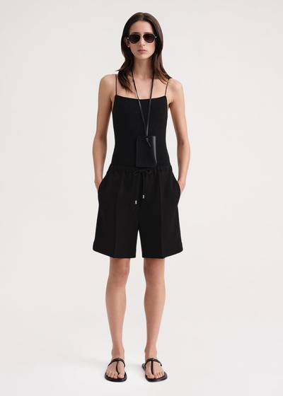 Totême Press-creased drawstring shorts black outlook