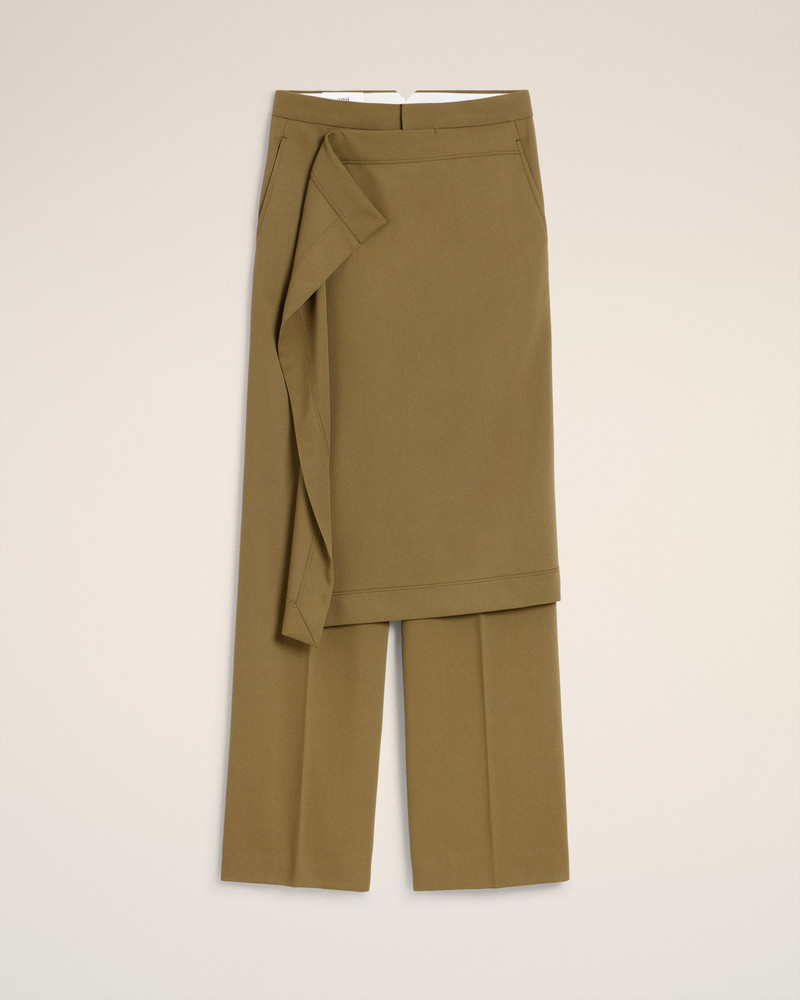 GREEN WOOL FRONT PANEL LARGE TROUSERS 1