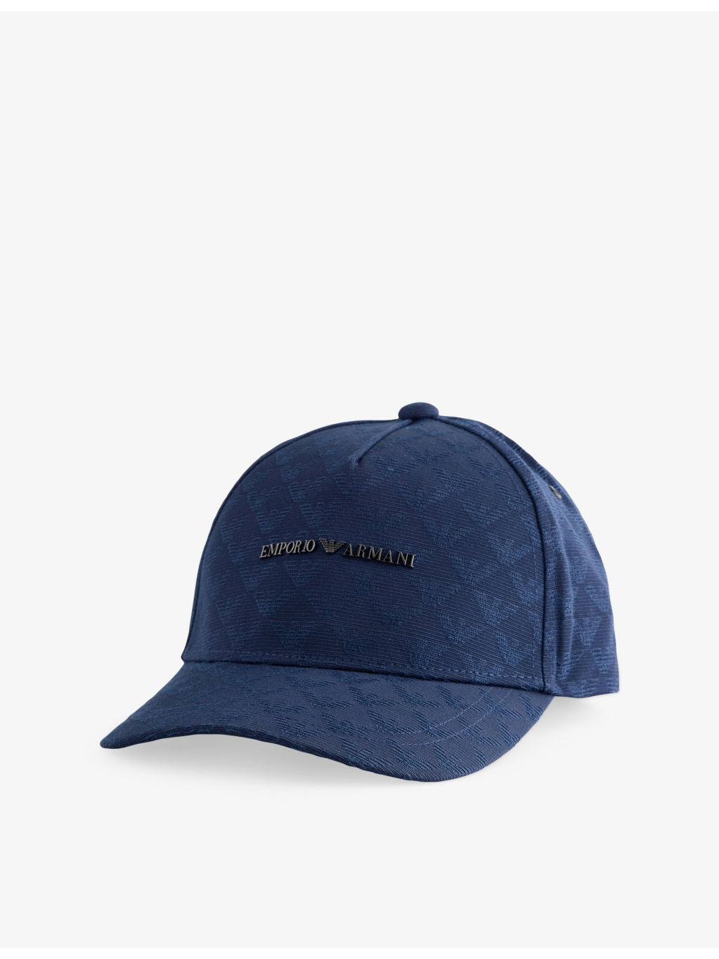 Jacquard-Print Brand Plaque Cotton Cap - 1