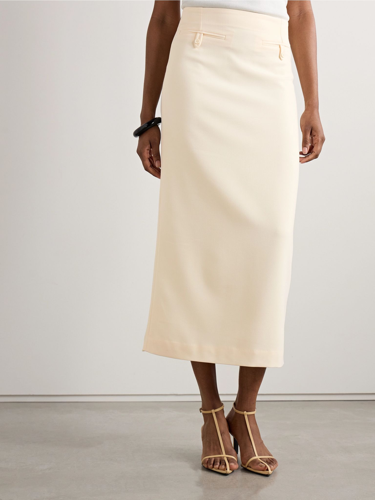 Smith crepe midi skirt Ecru - 3