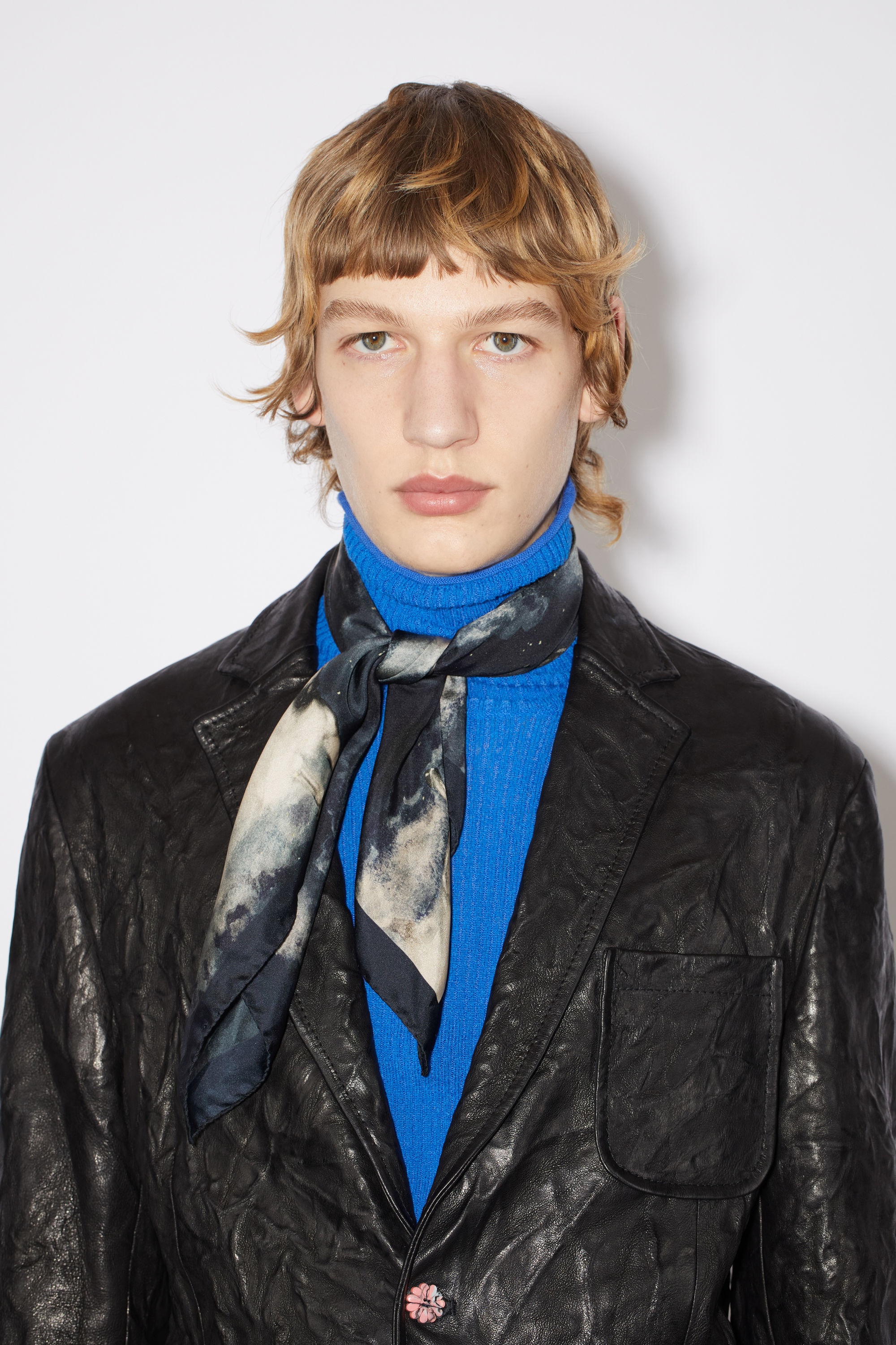 Horse print silk scarf - Dark Blue - 3