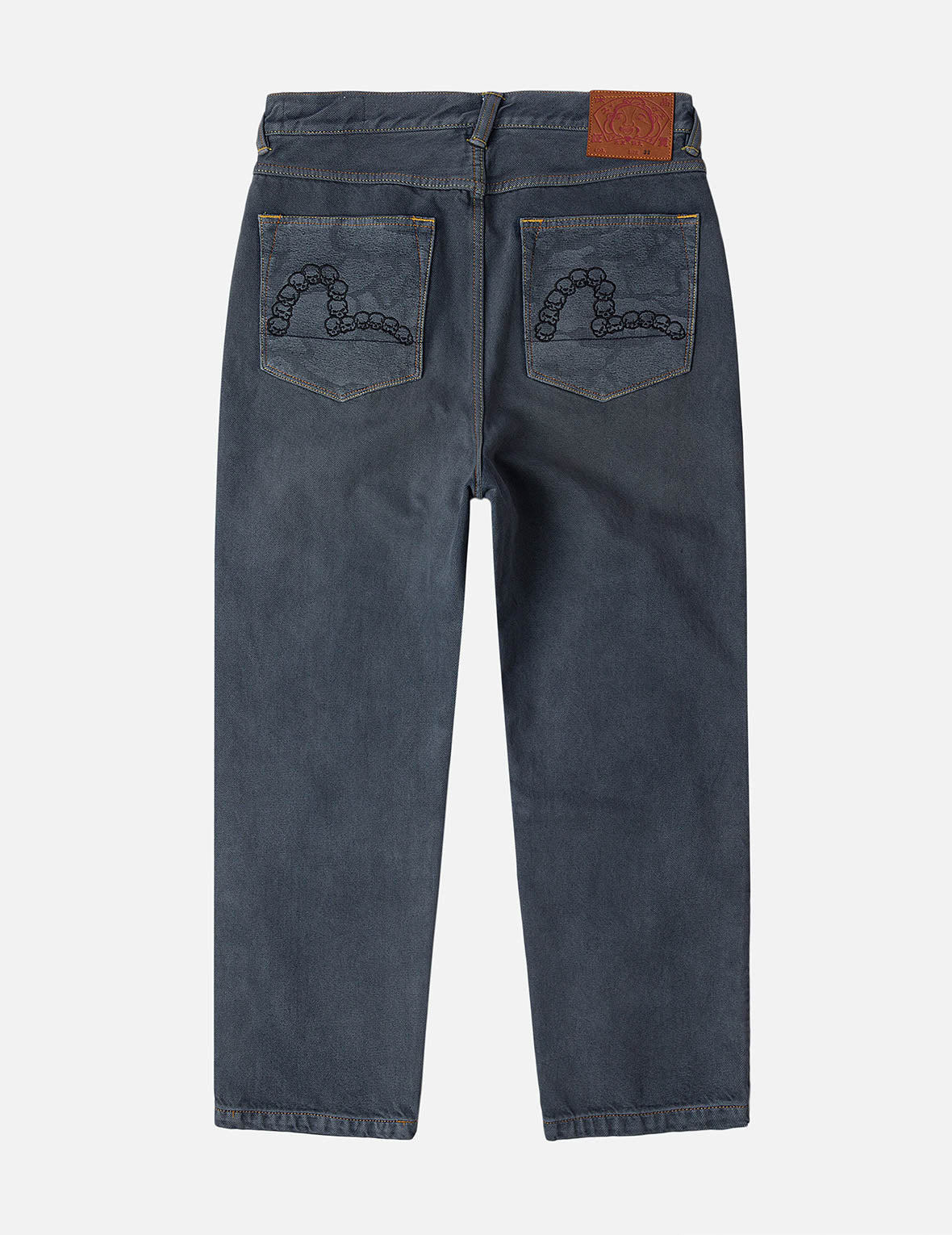 Skull Seagull Print Pockets Fashion Fit Denim Jeans - 3