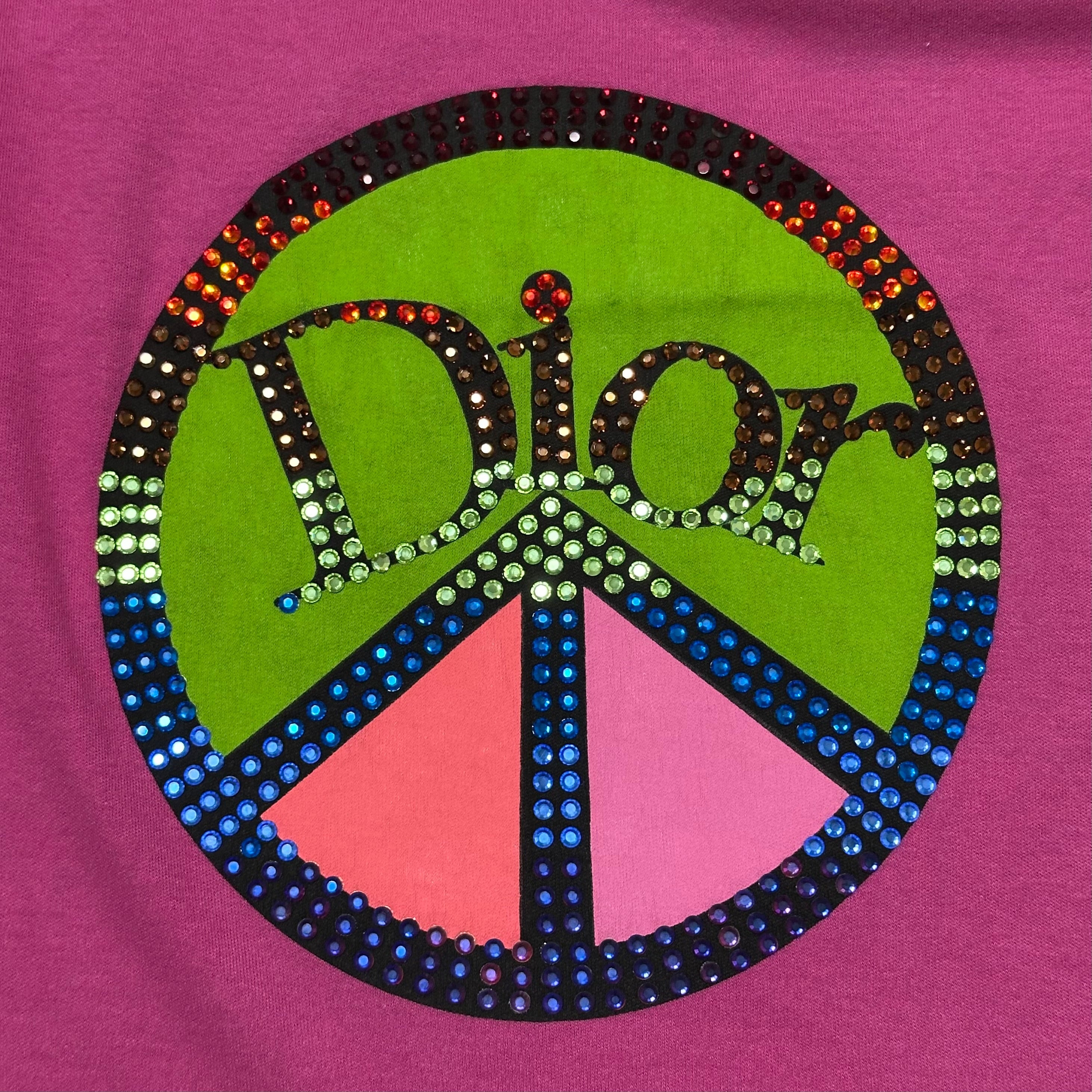 CHRISTIAN DIOR Spring Summer 2005 Peace and Love Sign Swarovski Dior Logo Tank Top - 5