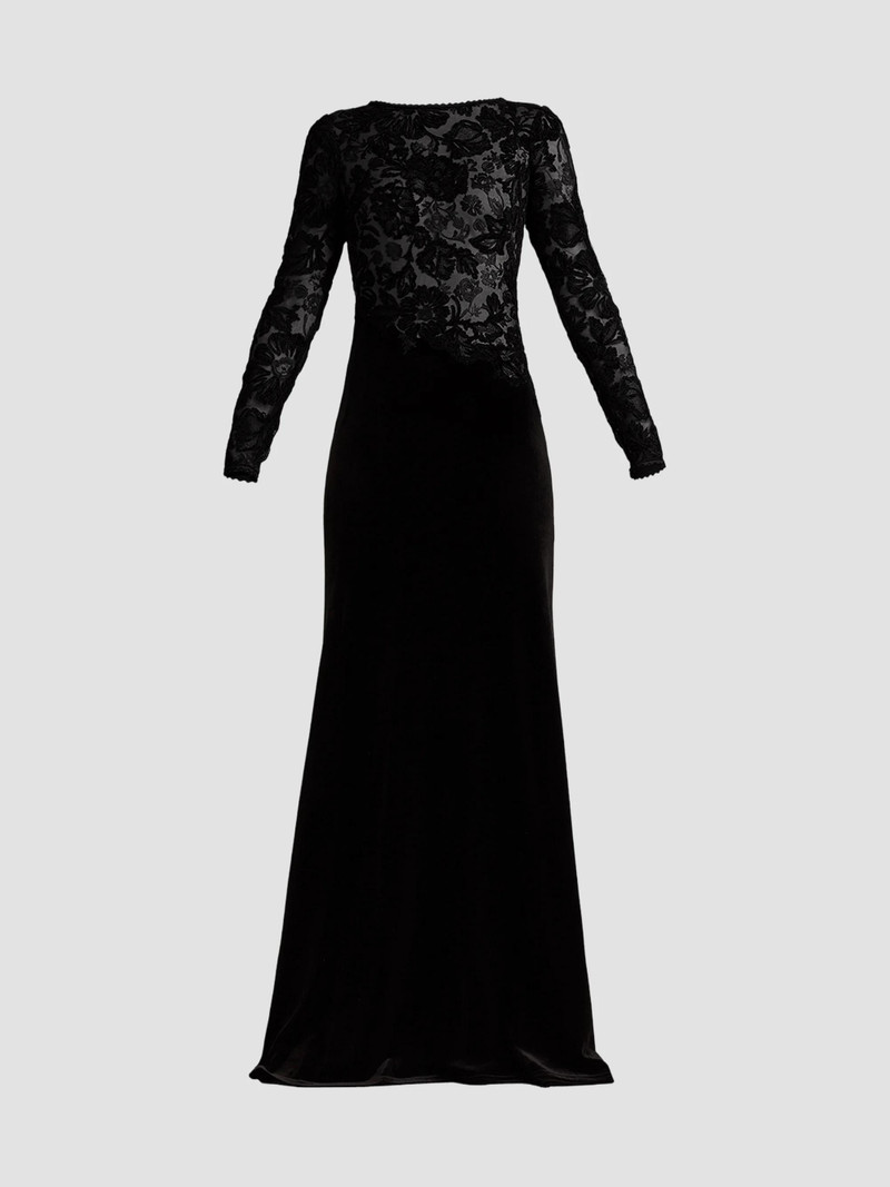 Women's Sequined-Embroidered A-Line Gown - Black Beige 1