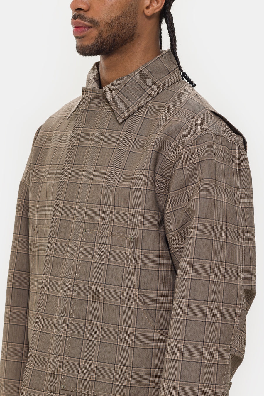 Chore Jacket in Brown Check - 4