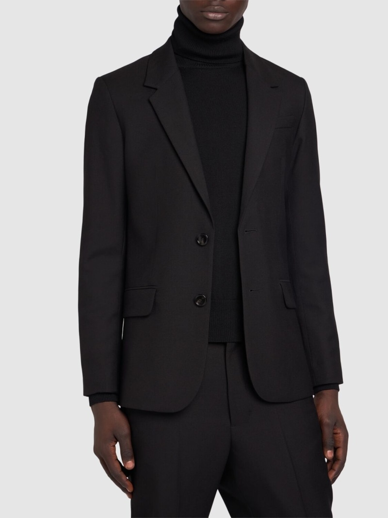 Single breasted wool gabardine blazer - 3