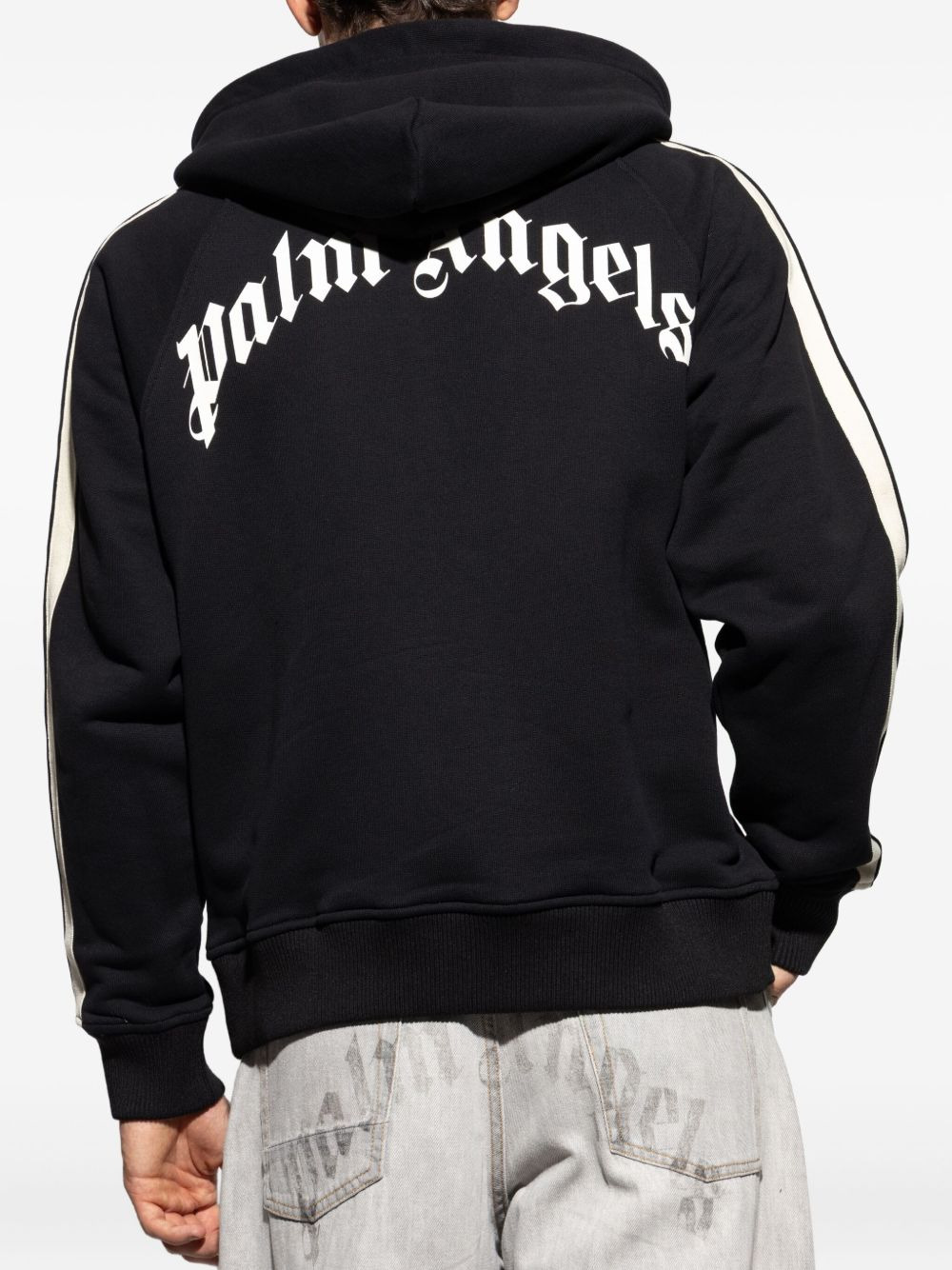 stripe-detail hooded sweatshirt - 4