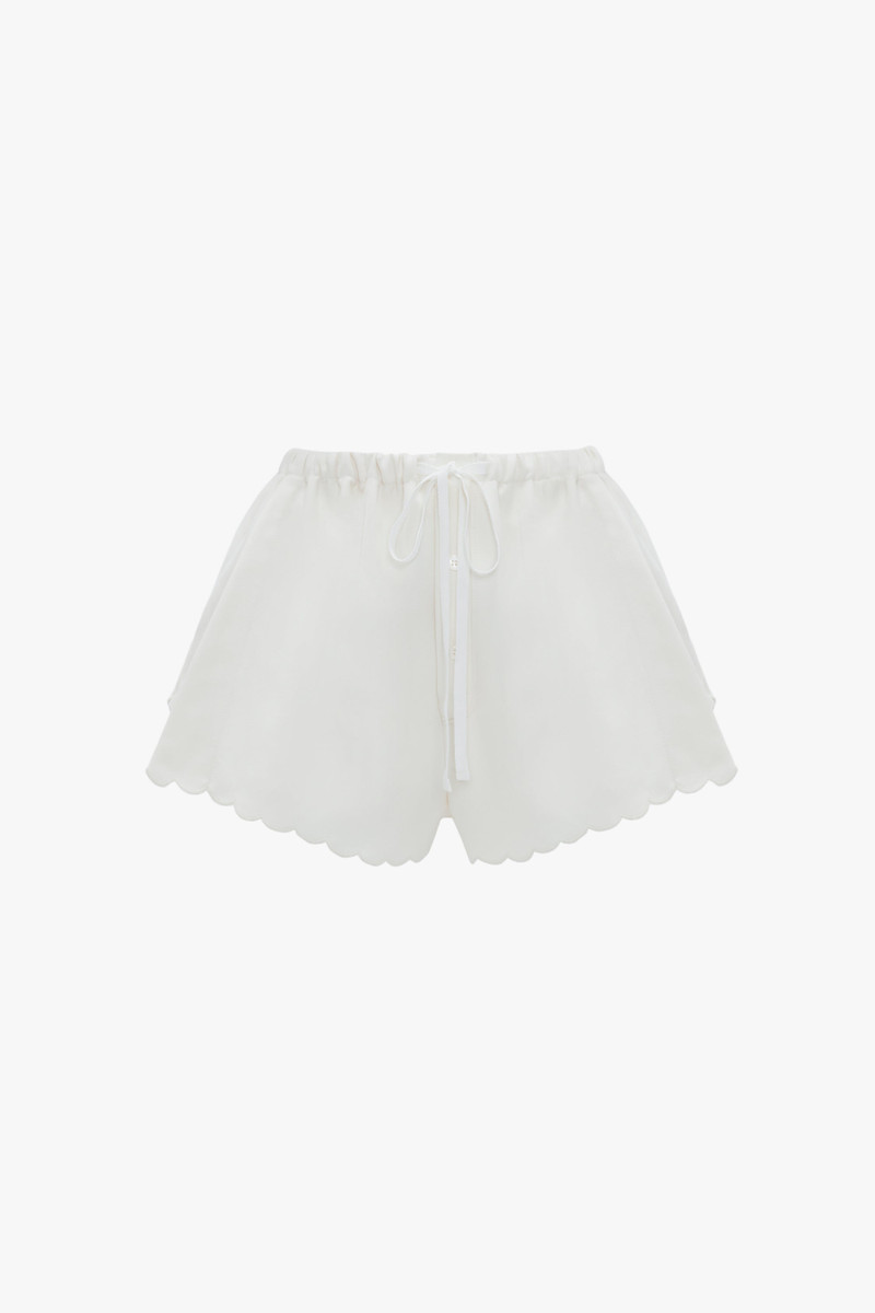 Drawstring Embroidered Mini Short In Antique White 1