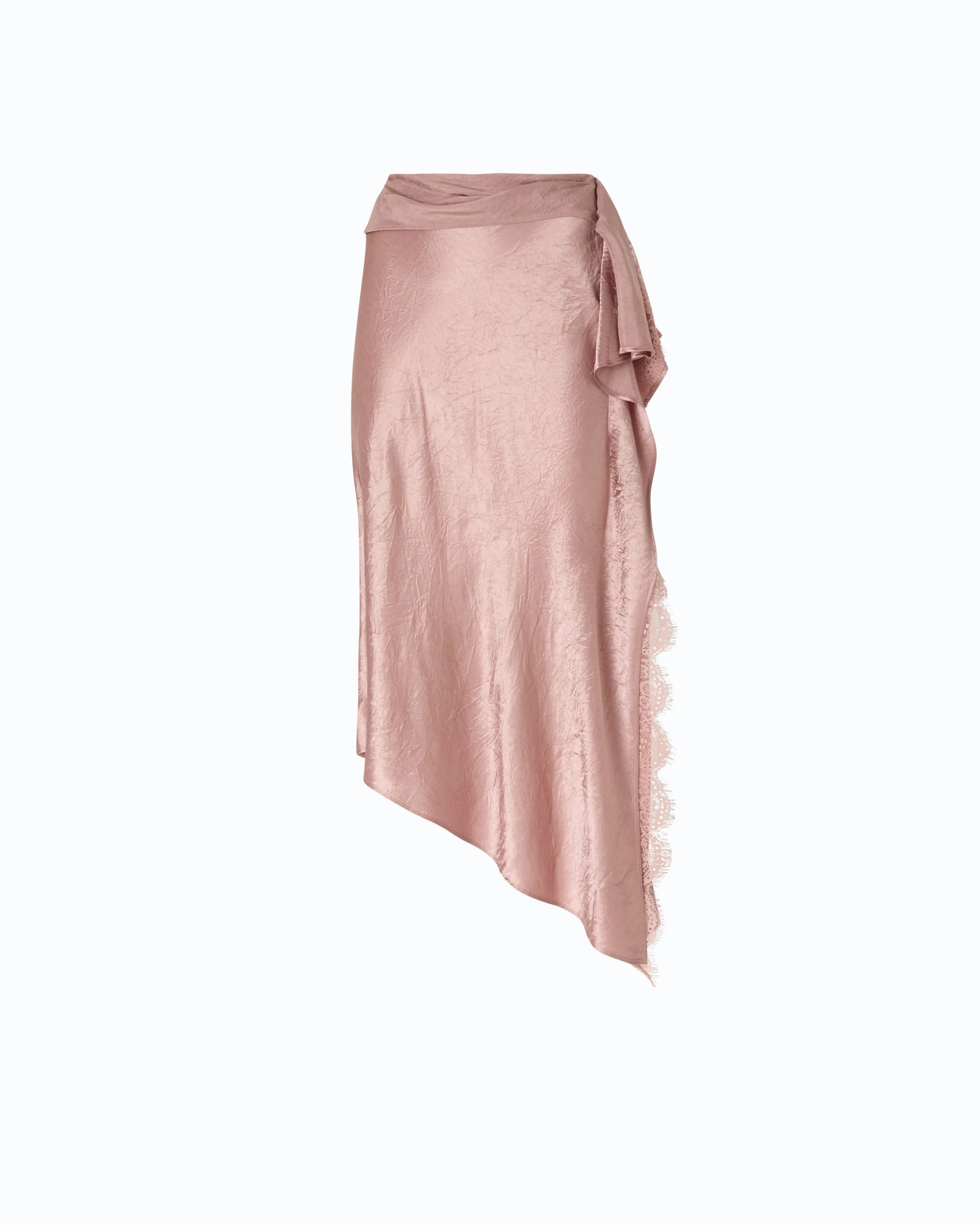 ASYMMETRIC MIDI SKIRT IN SATIN - 1