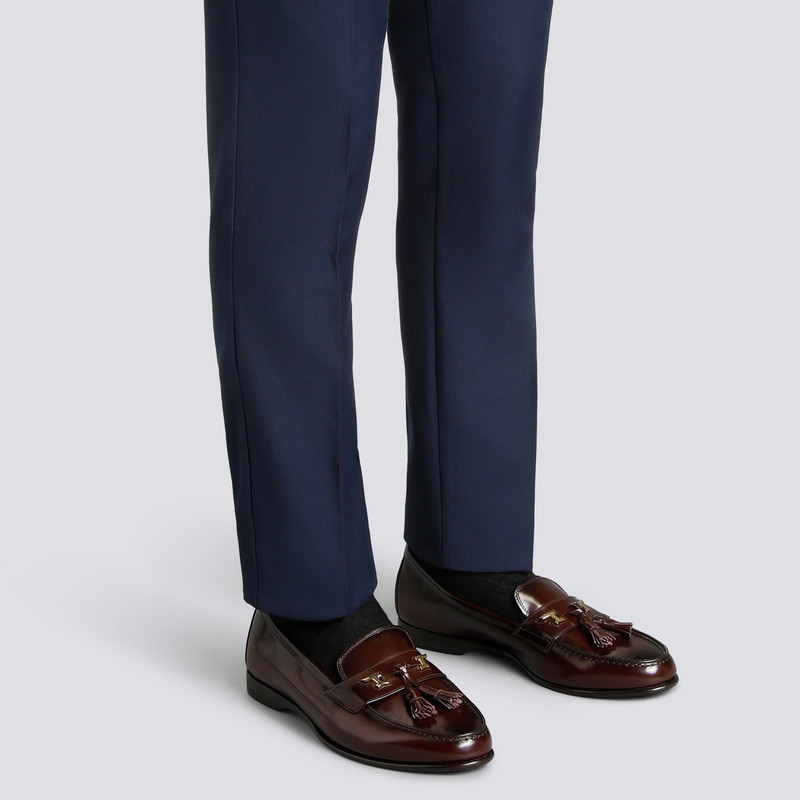 Santoni Men's burgundy leather Andrea tassel loafer outlook