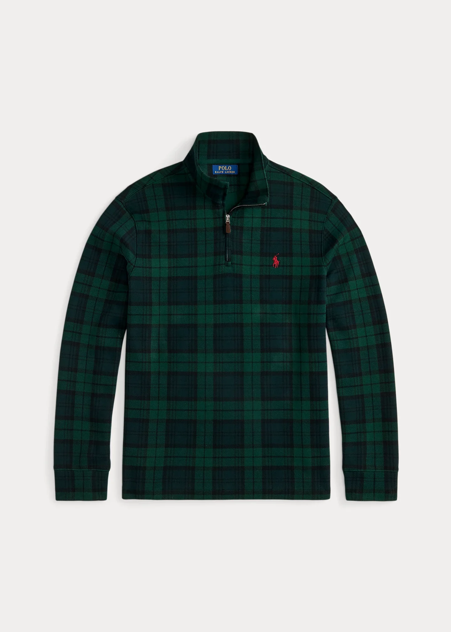 Plaid Estate-Rib Quarter-Zip Pullover - 1