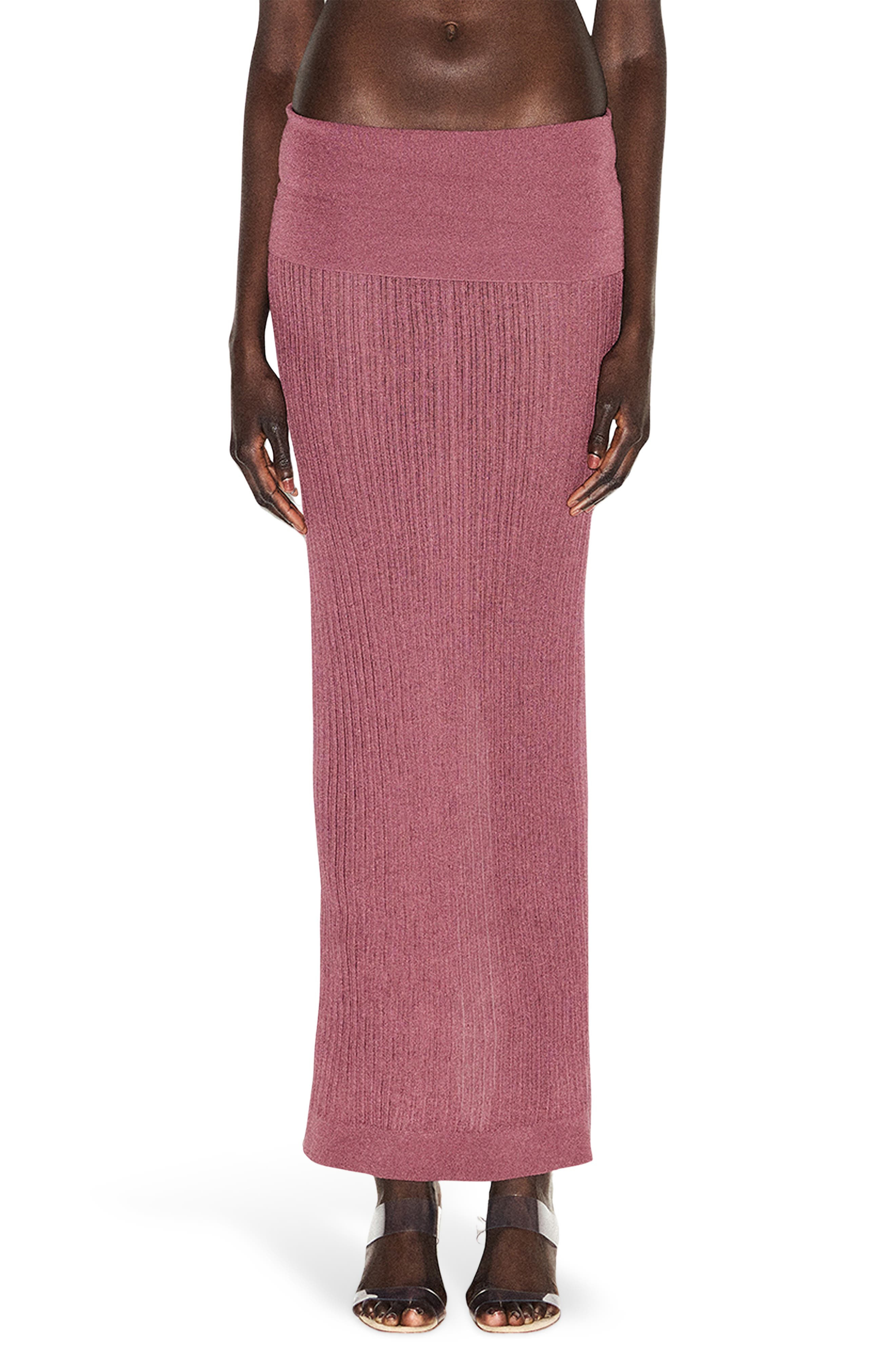 SKIMS Sheer Knit Foldover Maxi Skirt in Beet at Nordstrom - 1