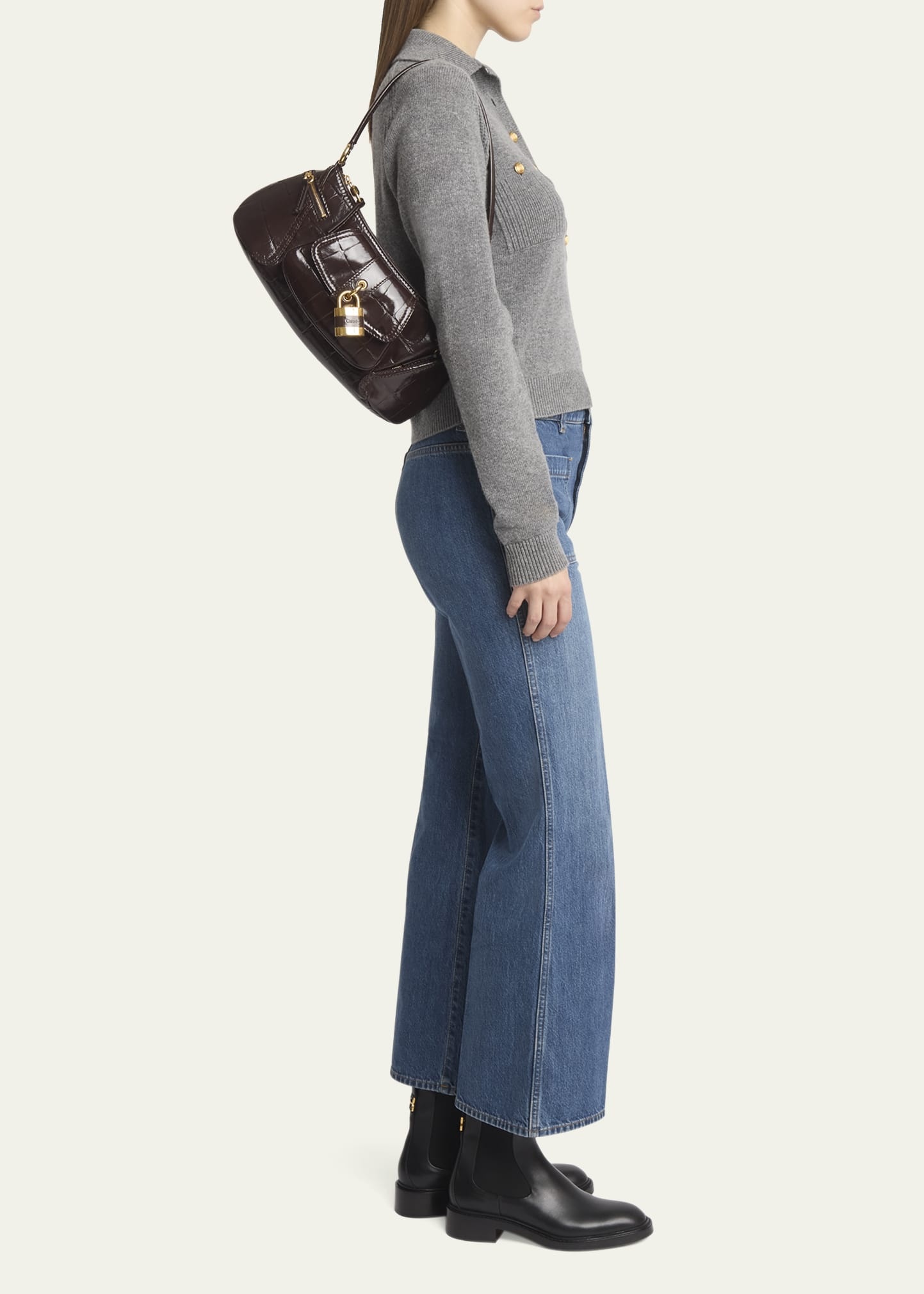 The 99 Shoulder Bag in Croc-Embossed Calfskin - 5