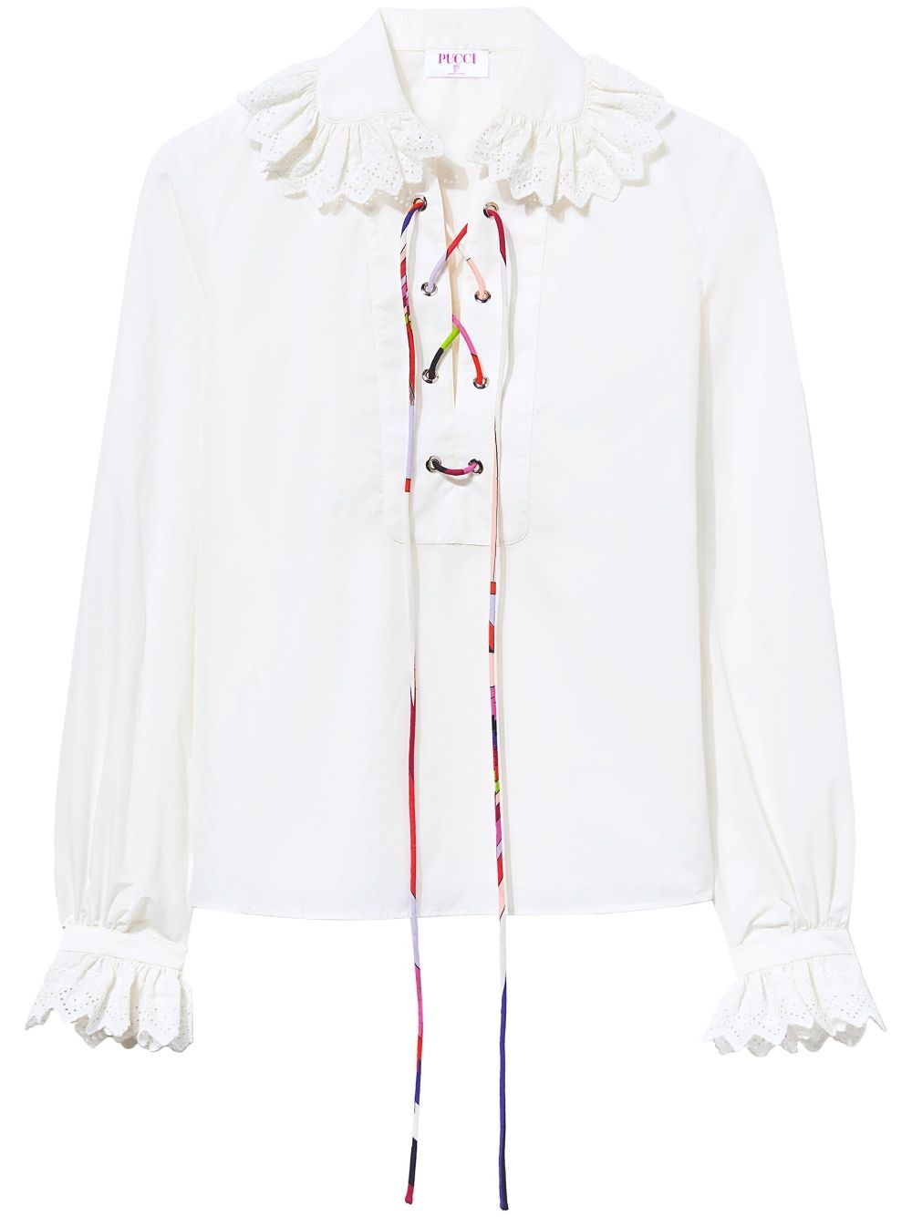 broderie-anglaise ruffled blouse - 1