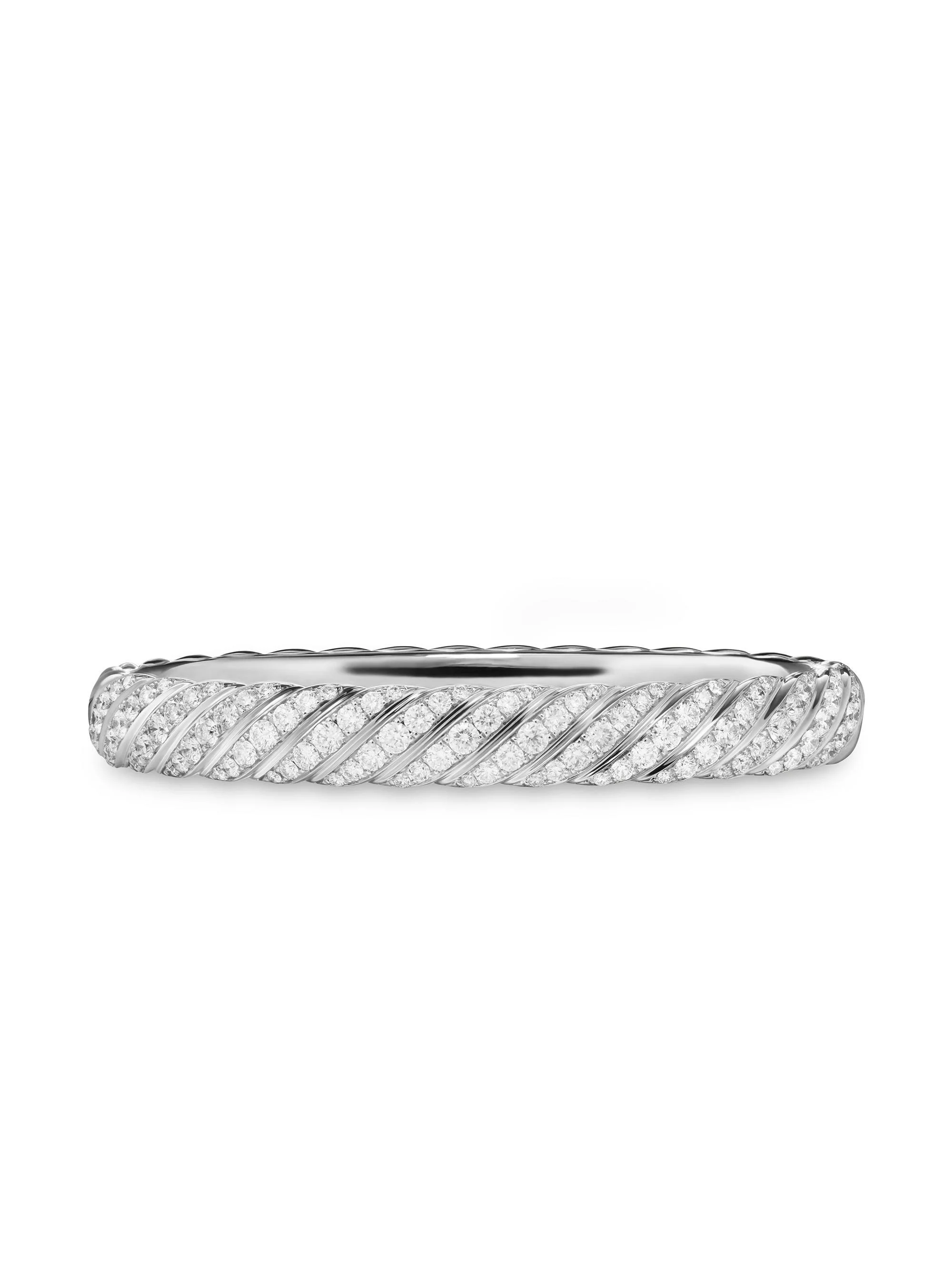 Women's Sculpted Cable Bangle Bracelet in 18K - Diamond - 1