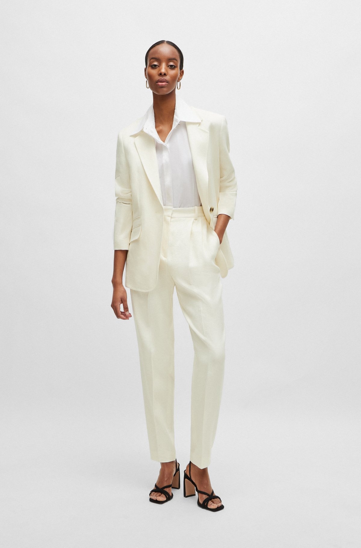 RELAXED-FIT JACKET IN LINEN-BLEND TWILL - 3