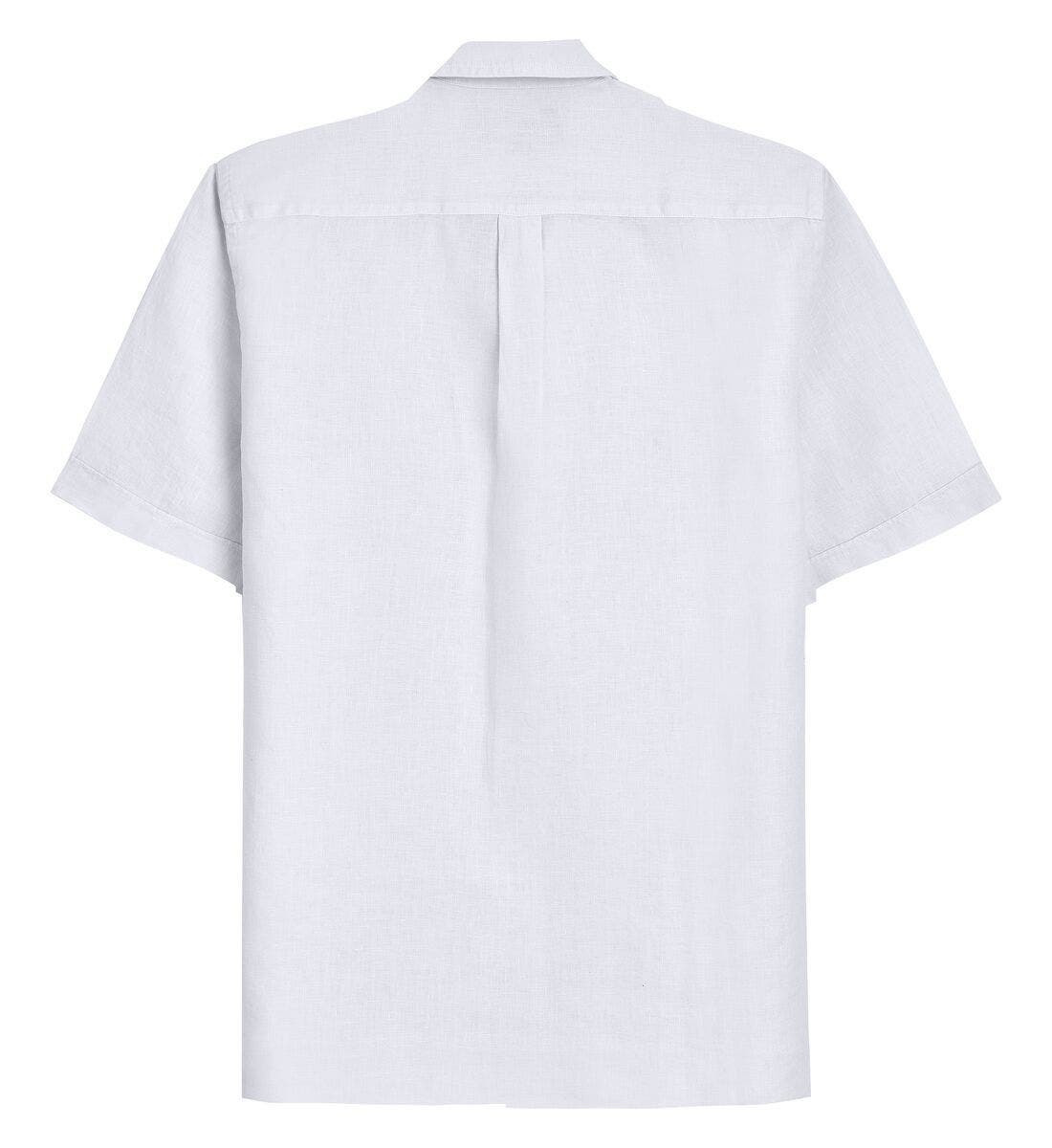 Vilebrequin Men's Linen Solid Bowling Shirt in Blanc at Nordstrom - 5