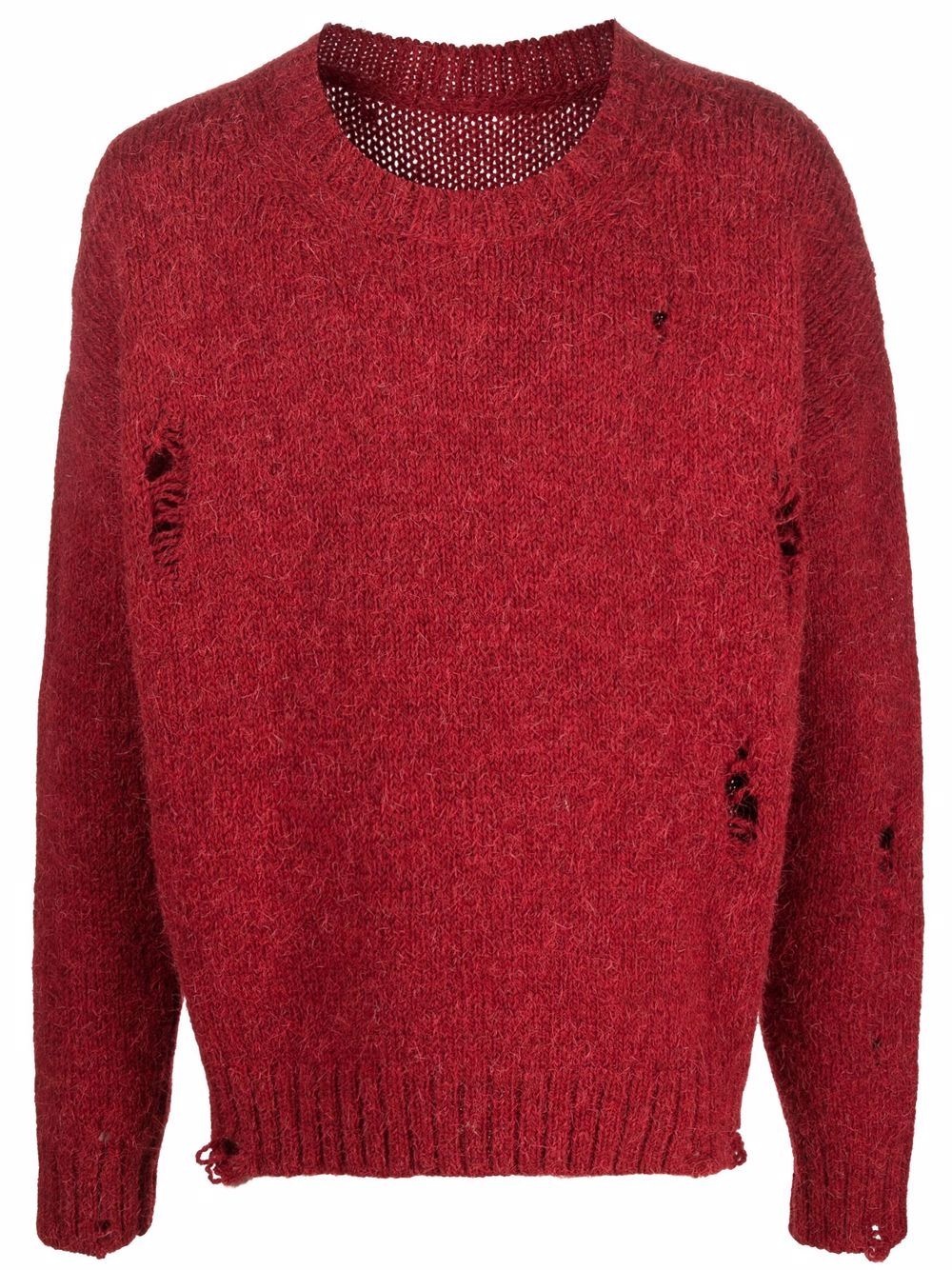 distressed crew neck jumper - 1