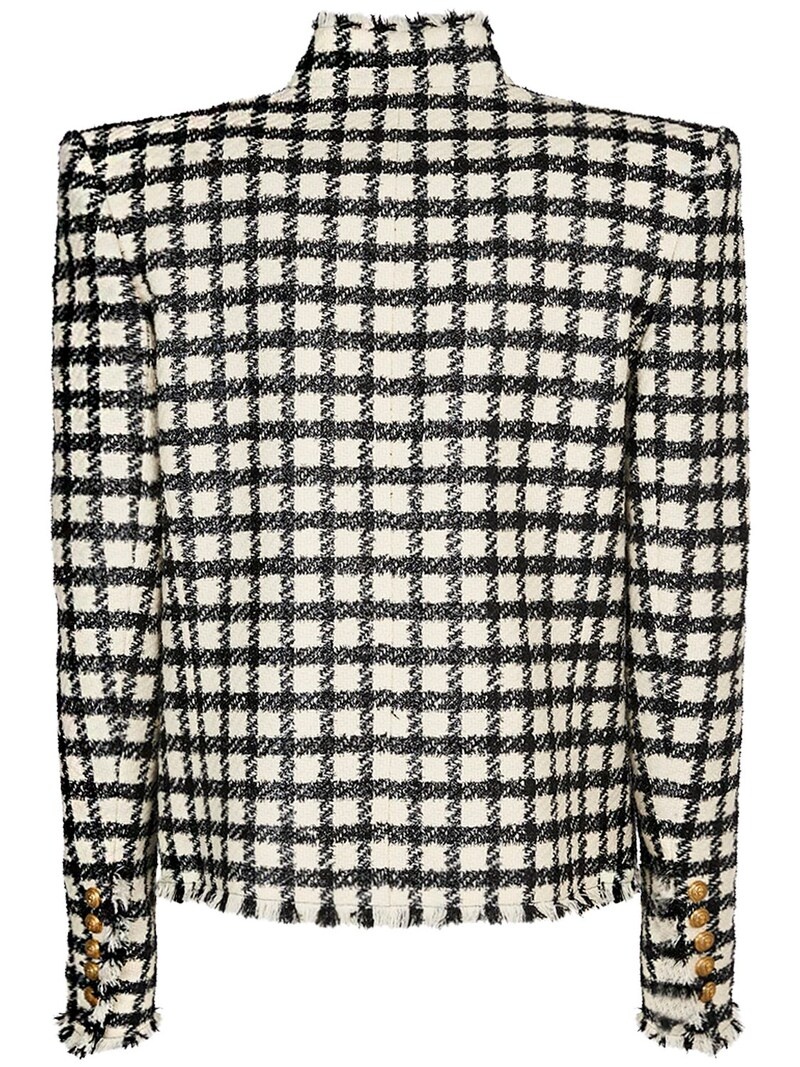 Checked wool blend jacket - 5