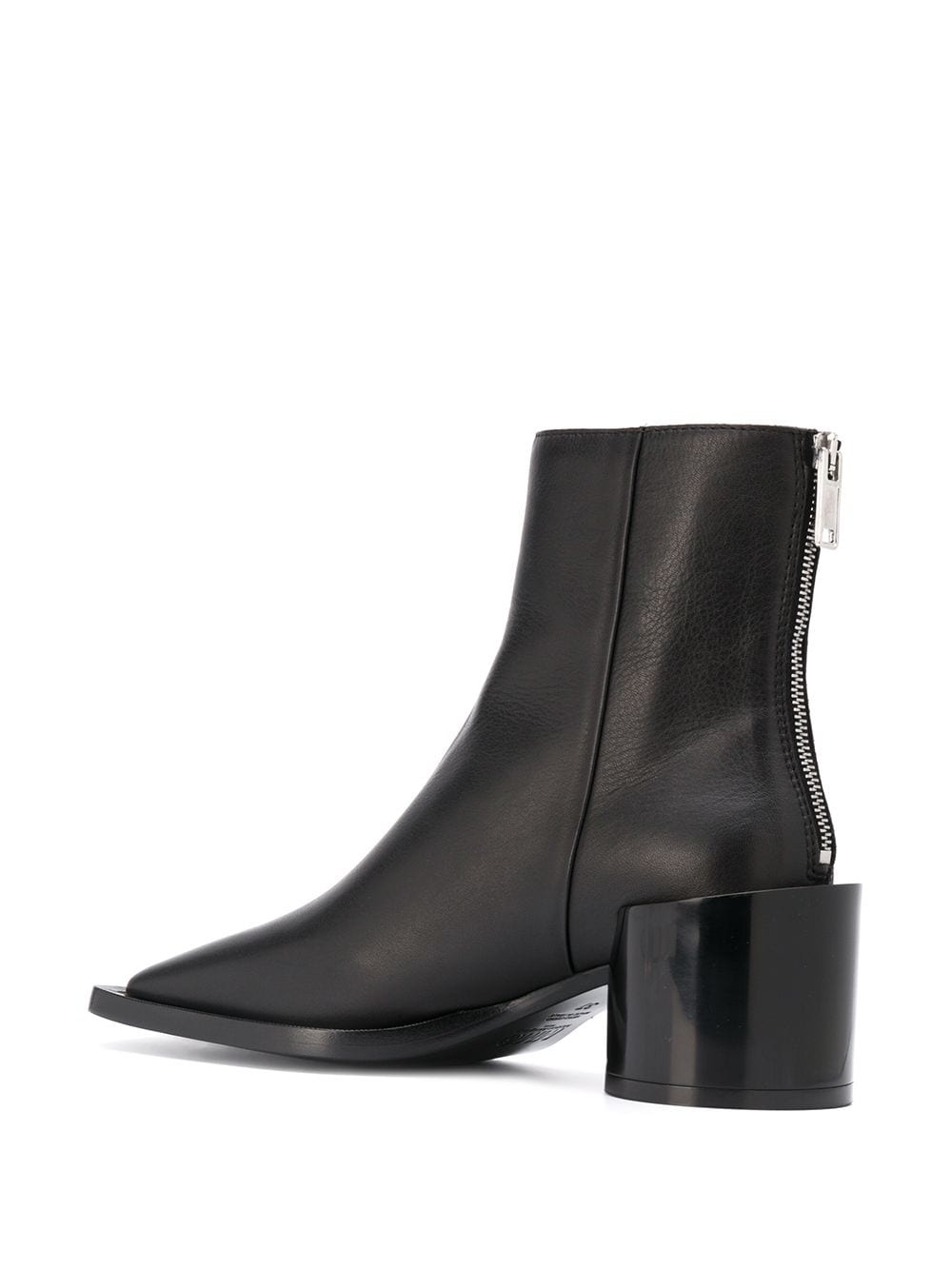 square-toe leather ankle boots - 3