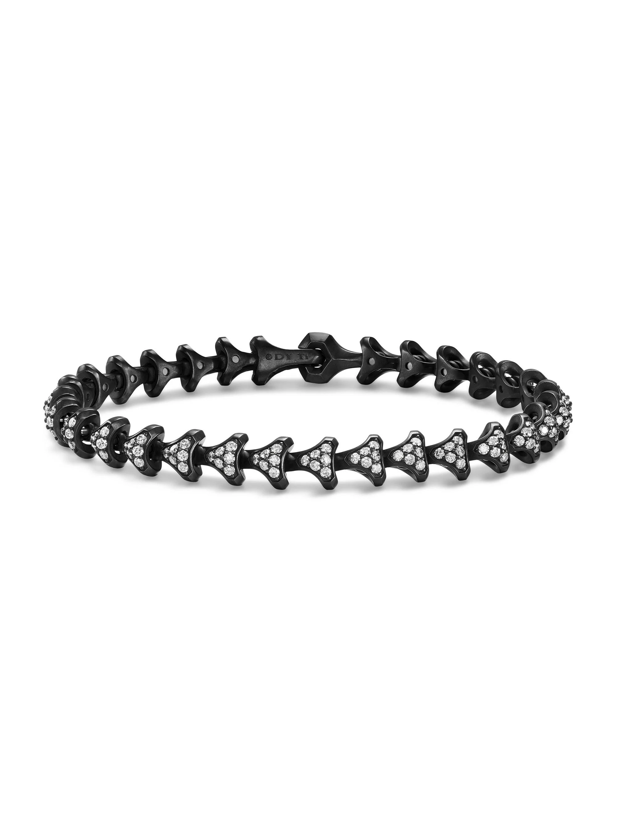 Men's Armory Link Bracelet in Black Titanium - Diamond - 1