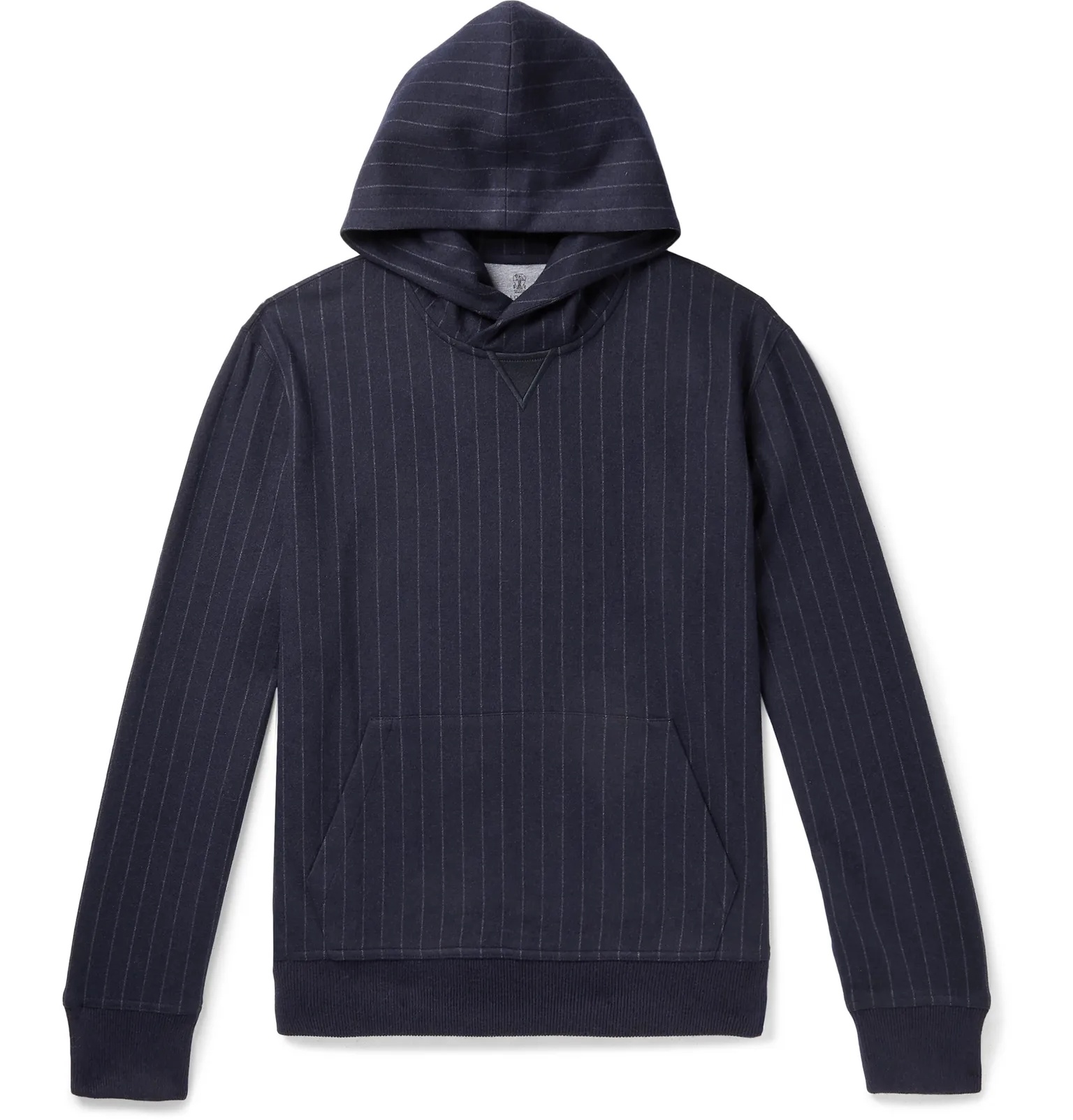 Pinstriped Cashmere and Cotton-Blend Hoodie - 1