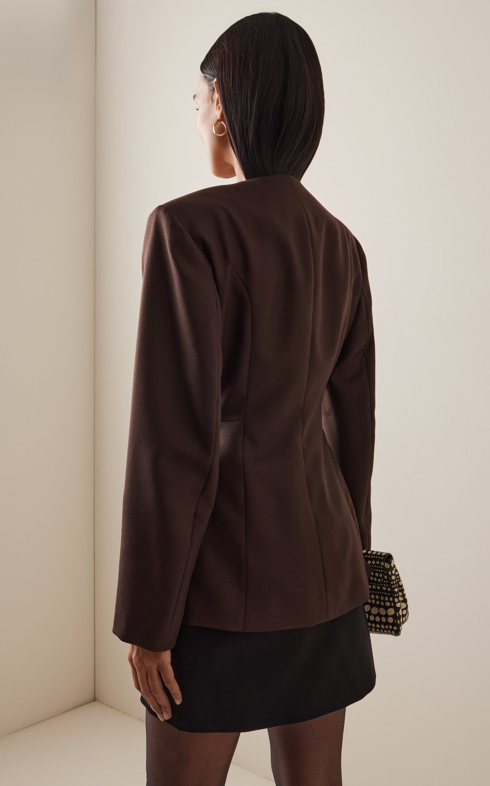 Exclusive Collarless Blazer brown - 4