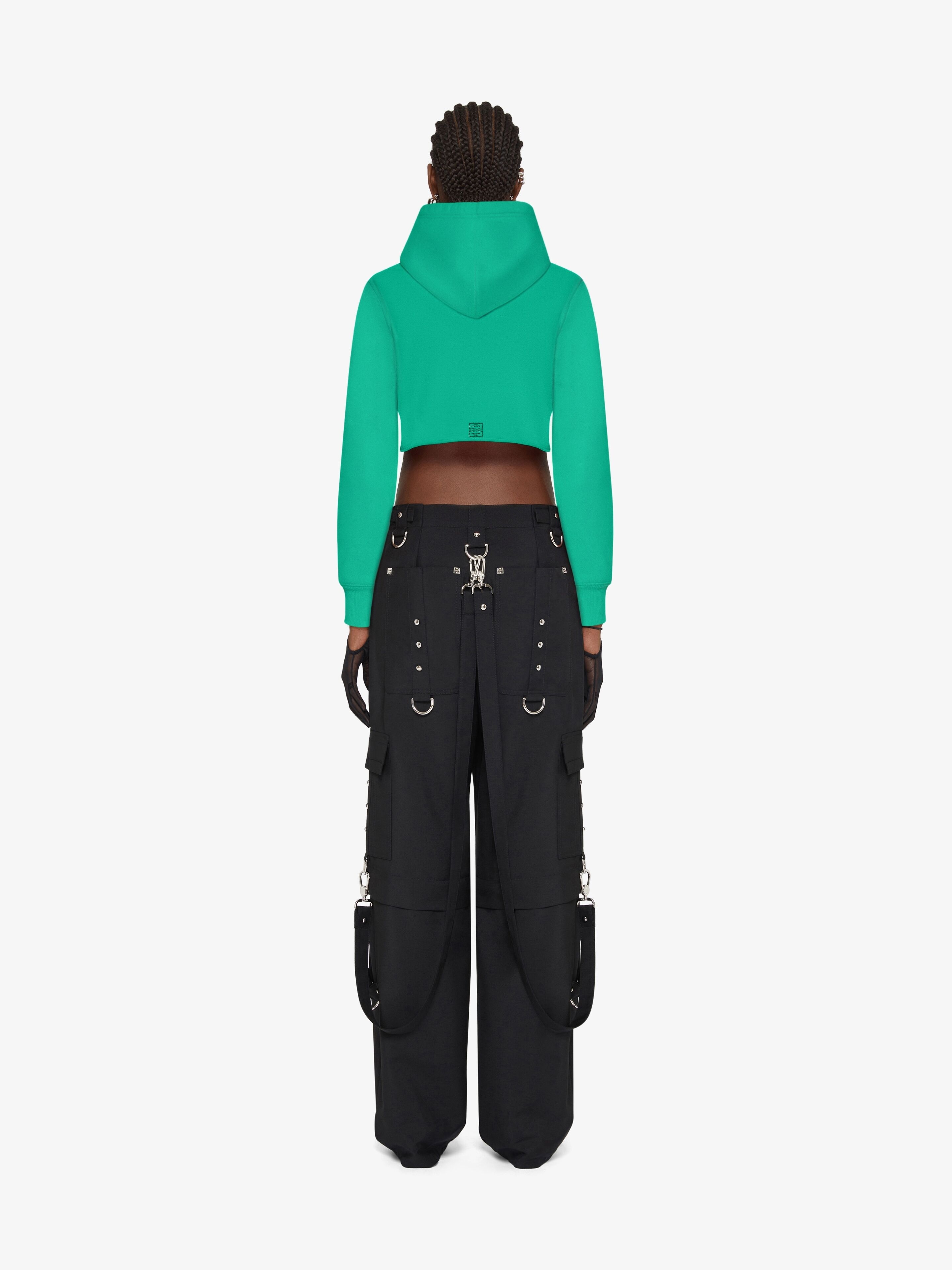 CROPPED HOODIE IN FLEECE WITH GIVENCHY RHINESTONES - 4