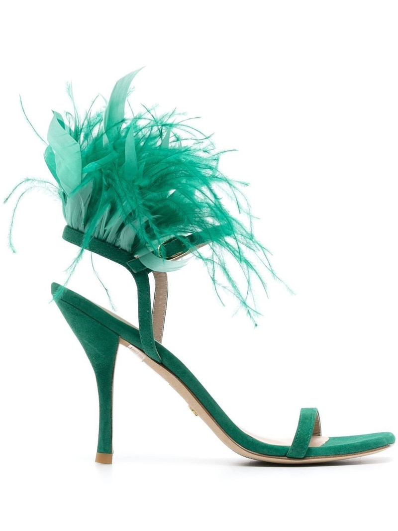 Plume 100mm feather-detail sandals 1