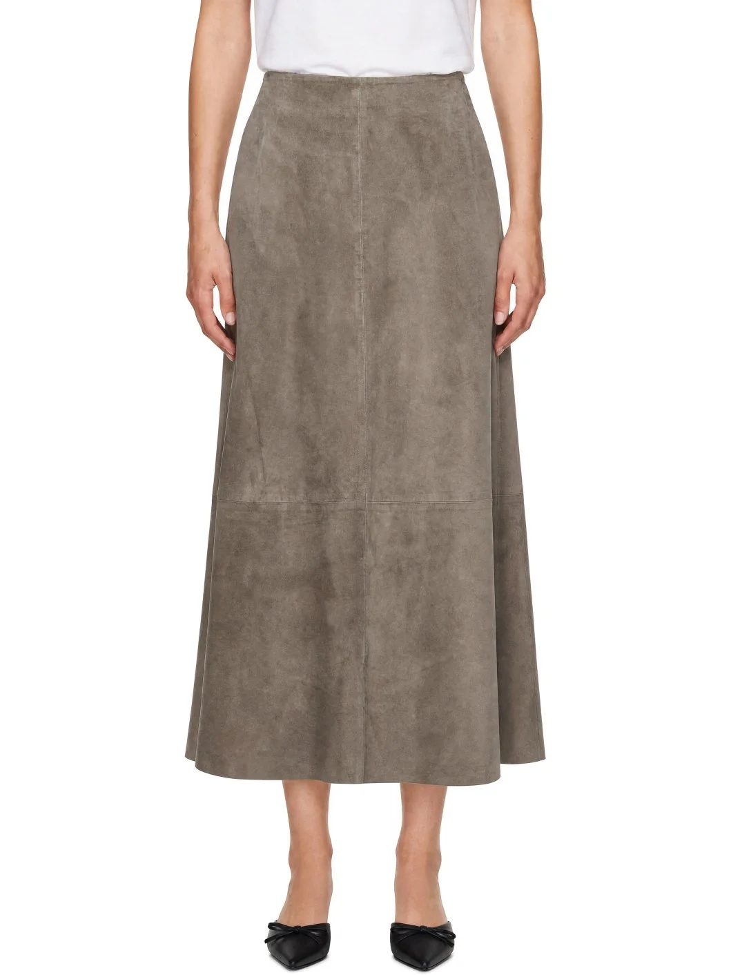 Taupe Suede Circle Maxi Skirt - 1