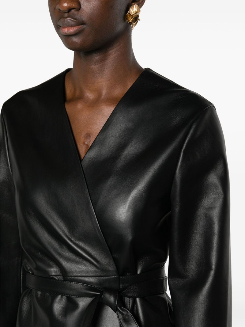 wrap-design leather jacket 5