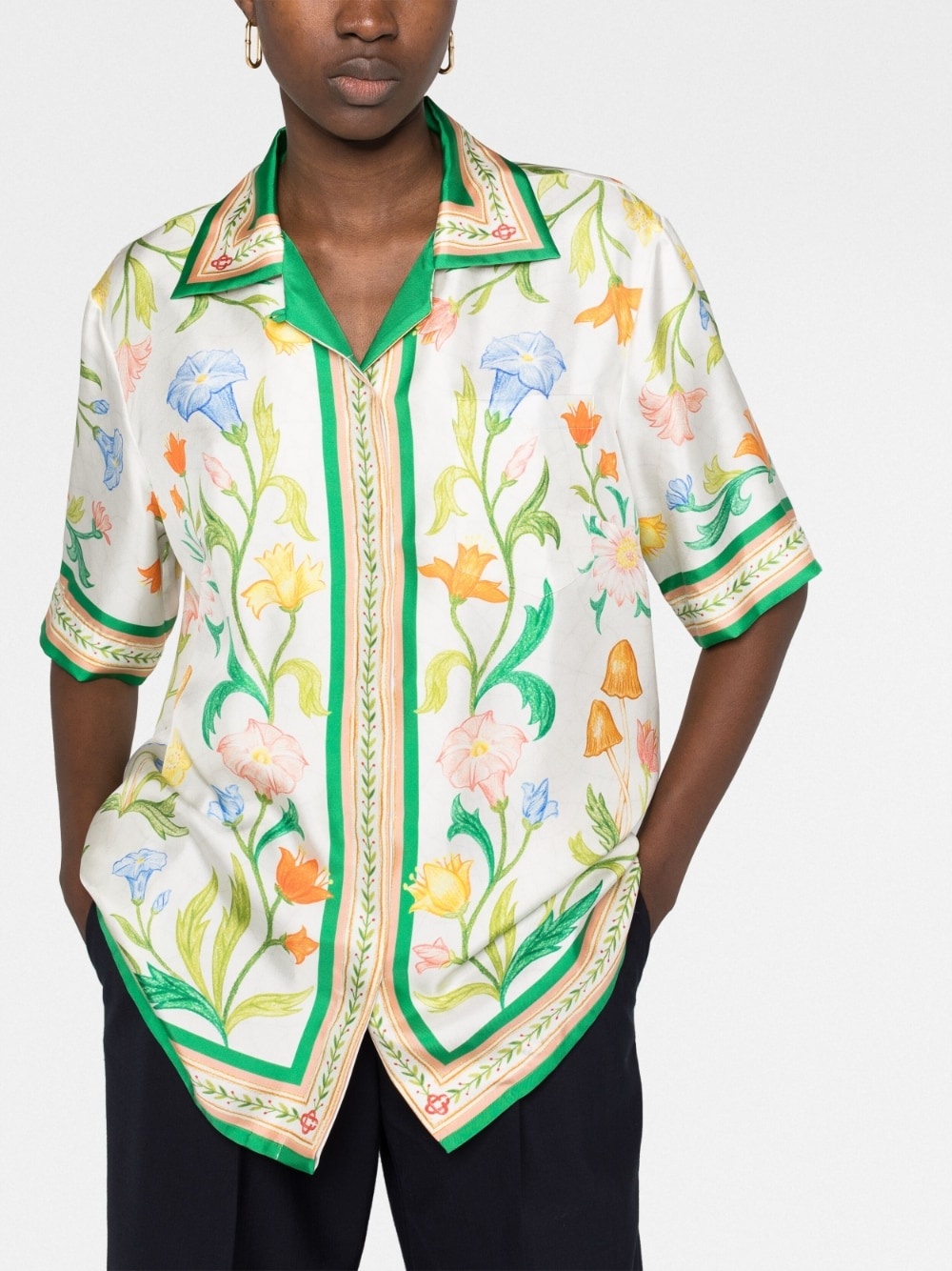 L'Arche Fleurie flower-print silk-twill shirt - 5