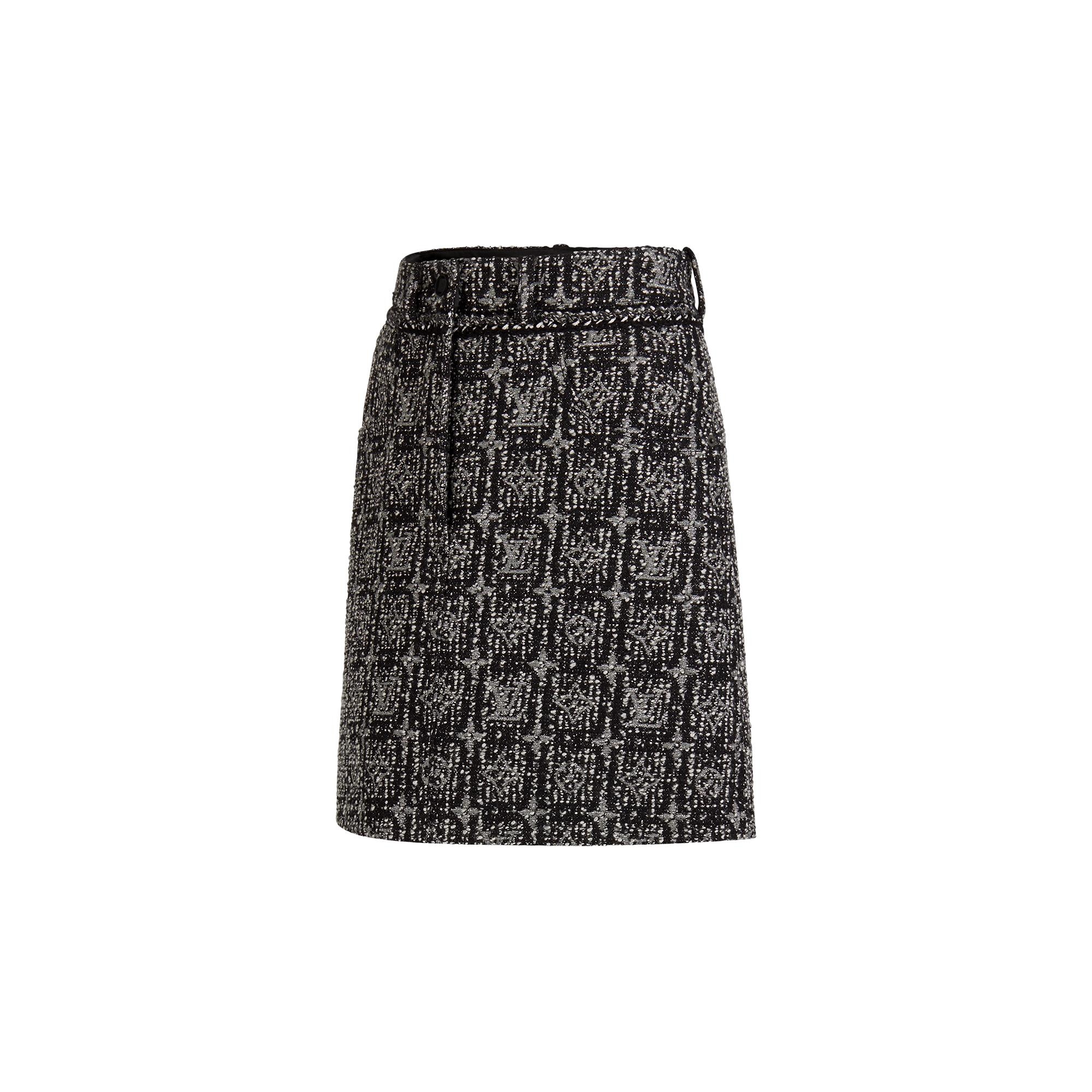 Metallic Lurex Monogram Tweed A-Line Skirt  - 2